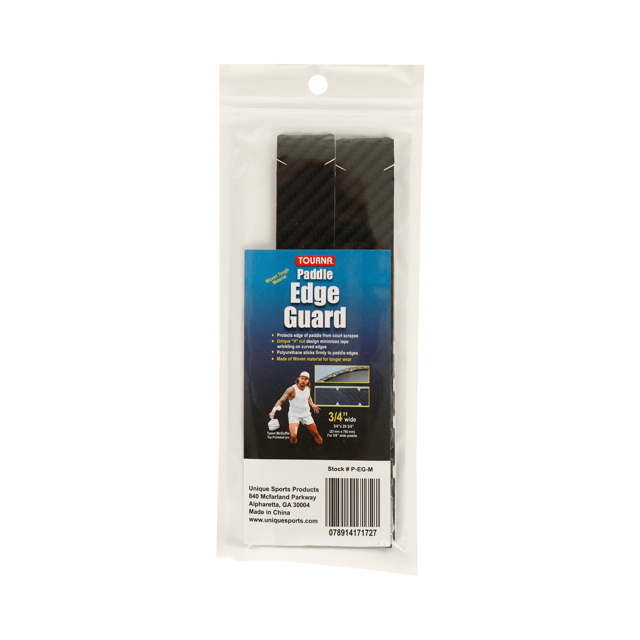 Tourna Padel Edge Guard Wooven 16mm Beskyttelsestape Til Pickleball-ramme-Sort