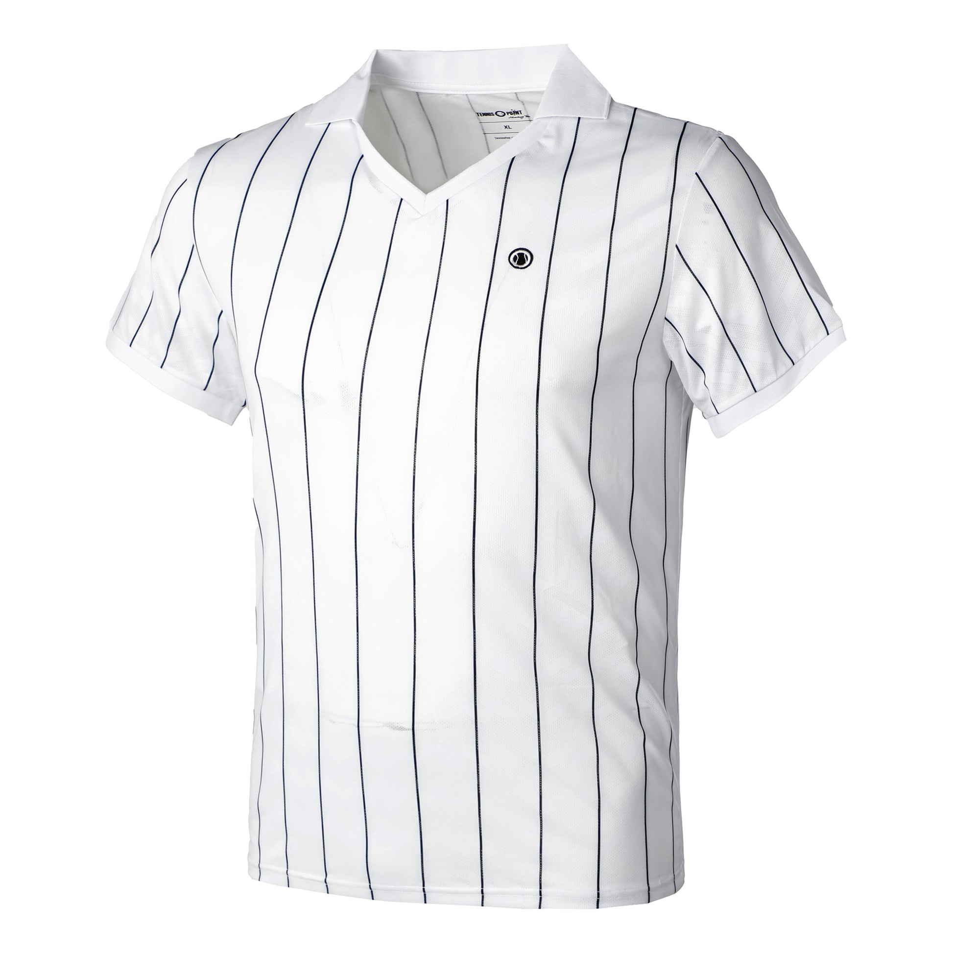 Tennis-Point Stripes Polo Herrer - hvid, sort
