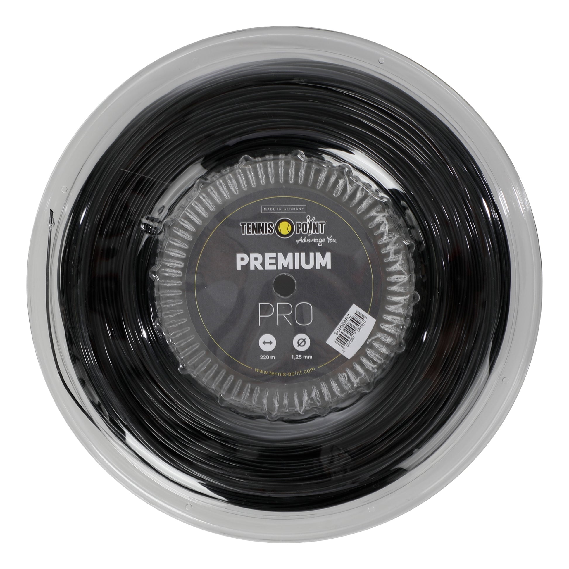 Tennis-Point Premium Pro Strenge, rulle 220m - sort