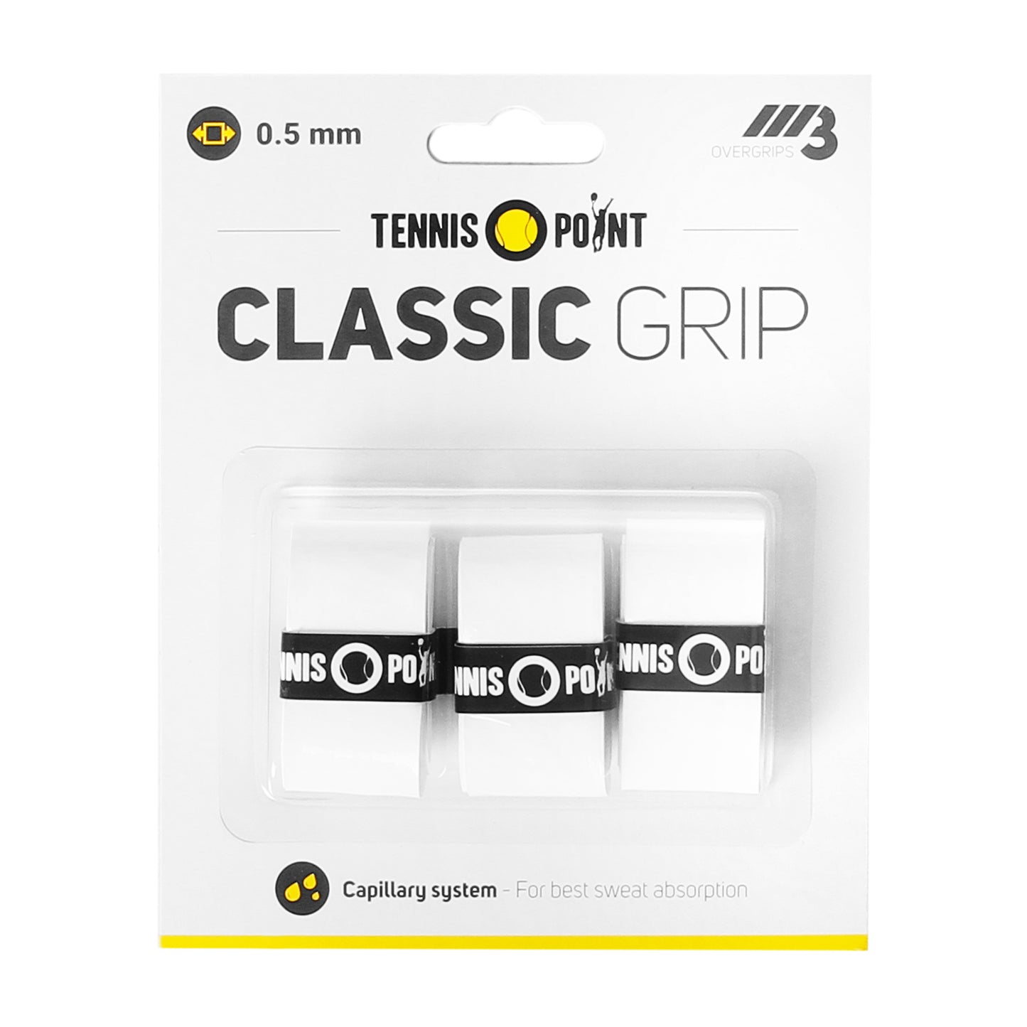 Tennis-Point Classic Grip Pakke med 3 - hvid