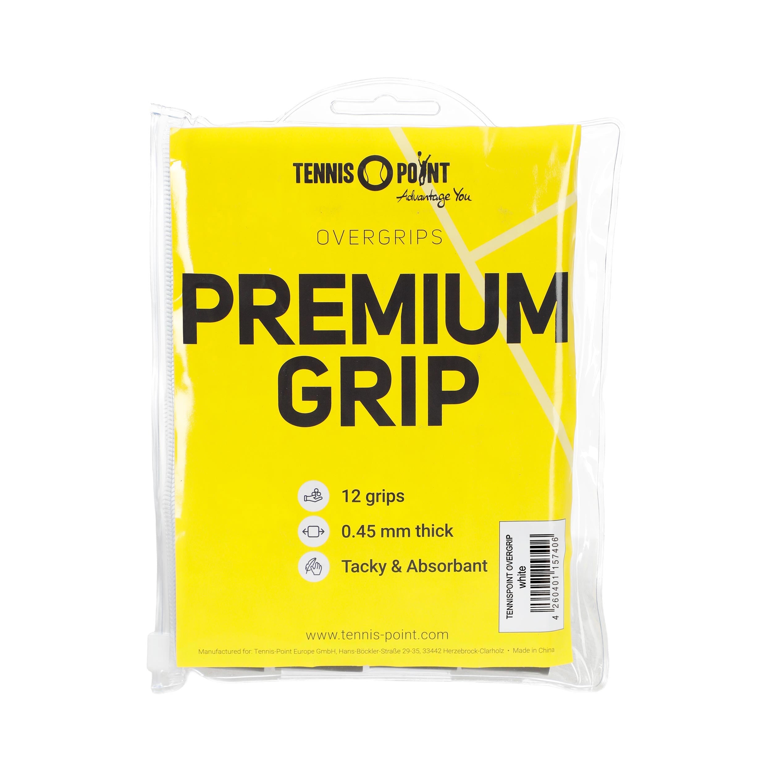 Tennis-Point Premium Grip Pakke Med 12-Hvid