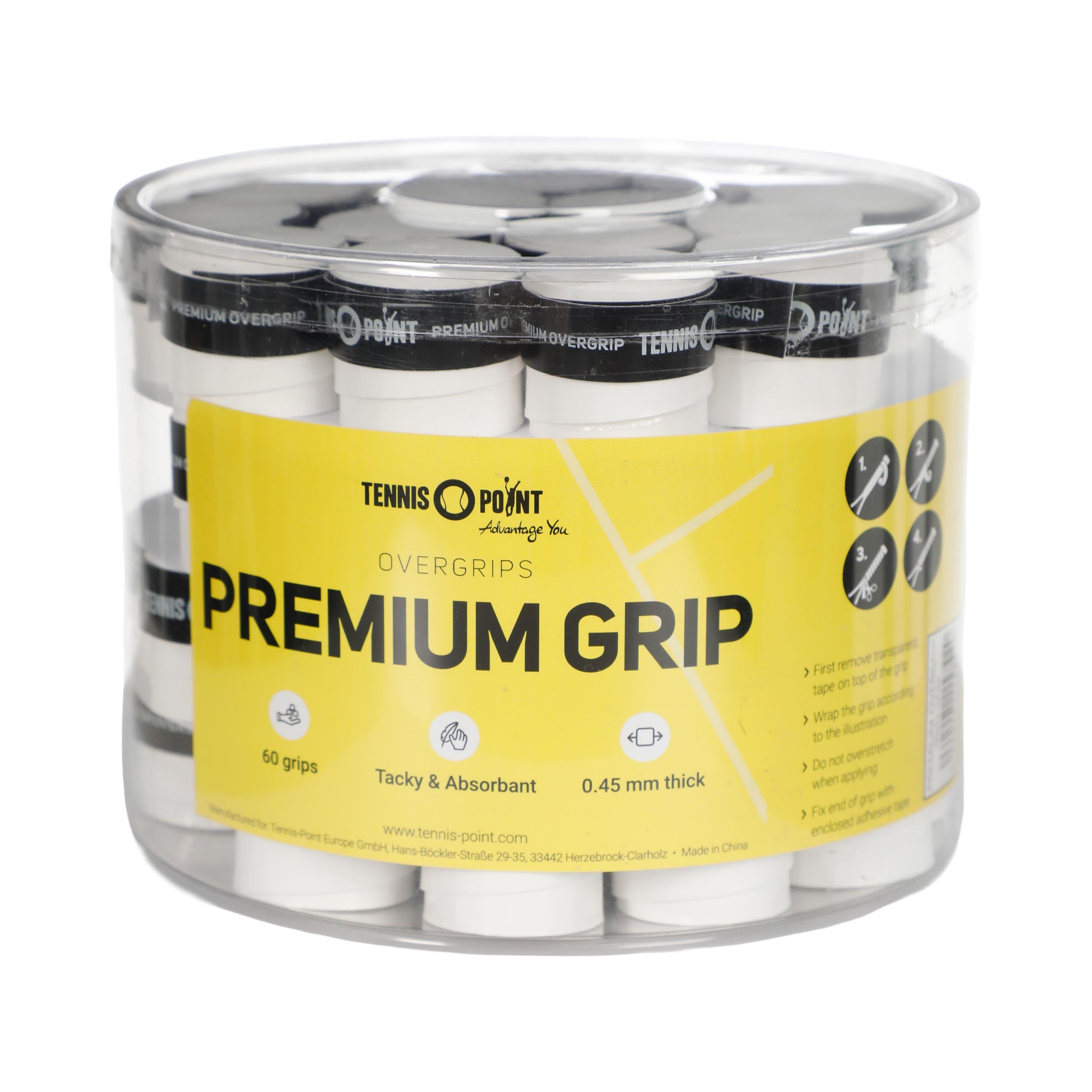 Tennis-Point Premium Grip Pakke Med 60-Hvid