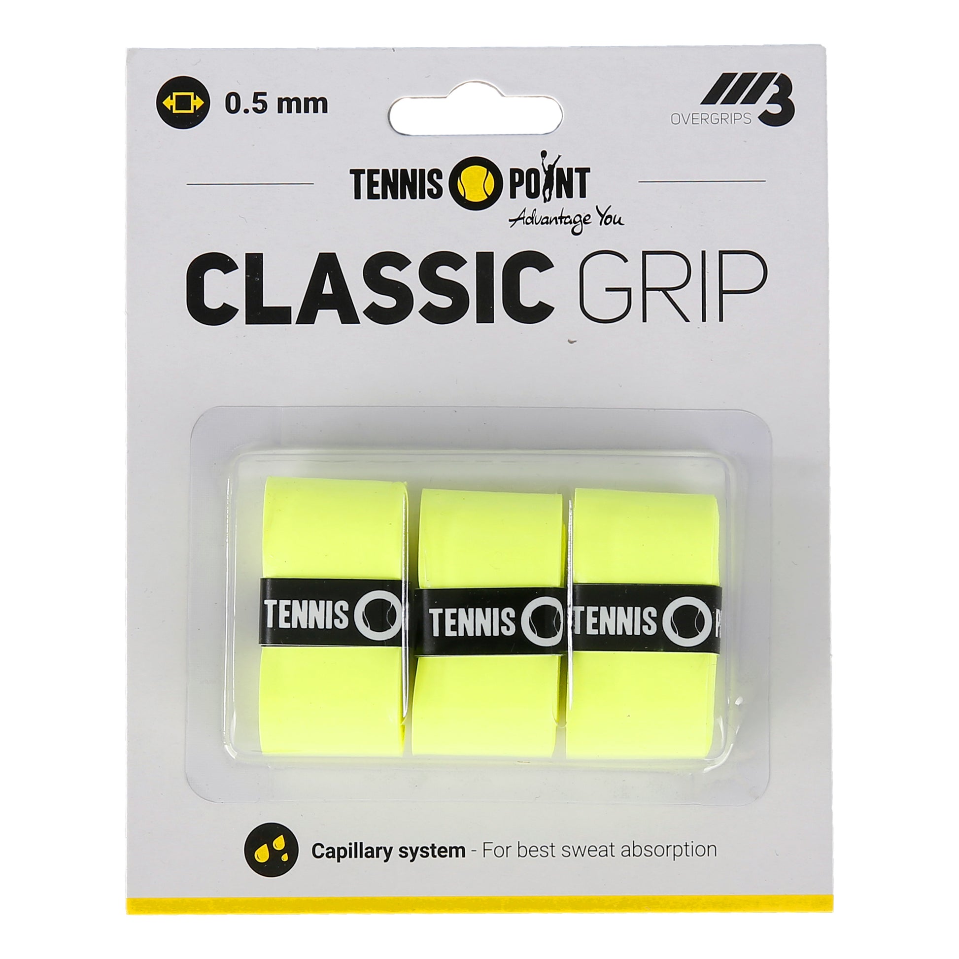 Tennis-Point Classic Grip Pakke med 3 - gul