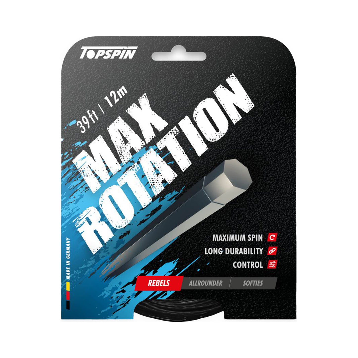 Topspin Max Rotation 12m Strengesæt-Sort