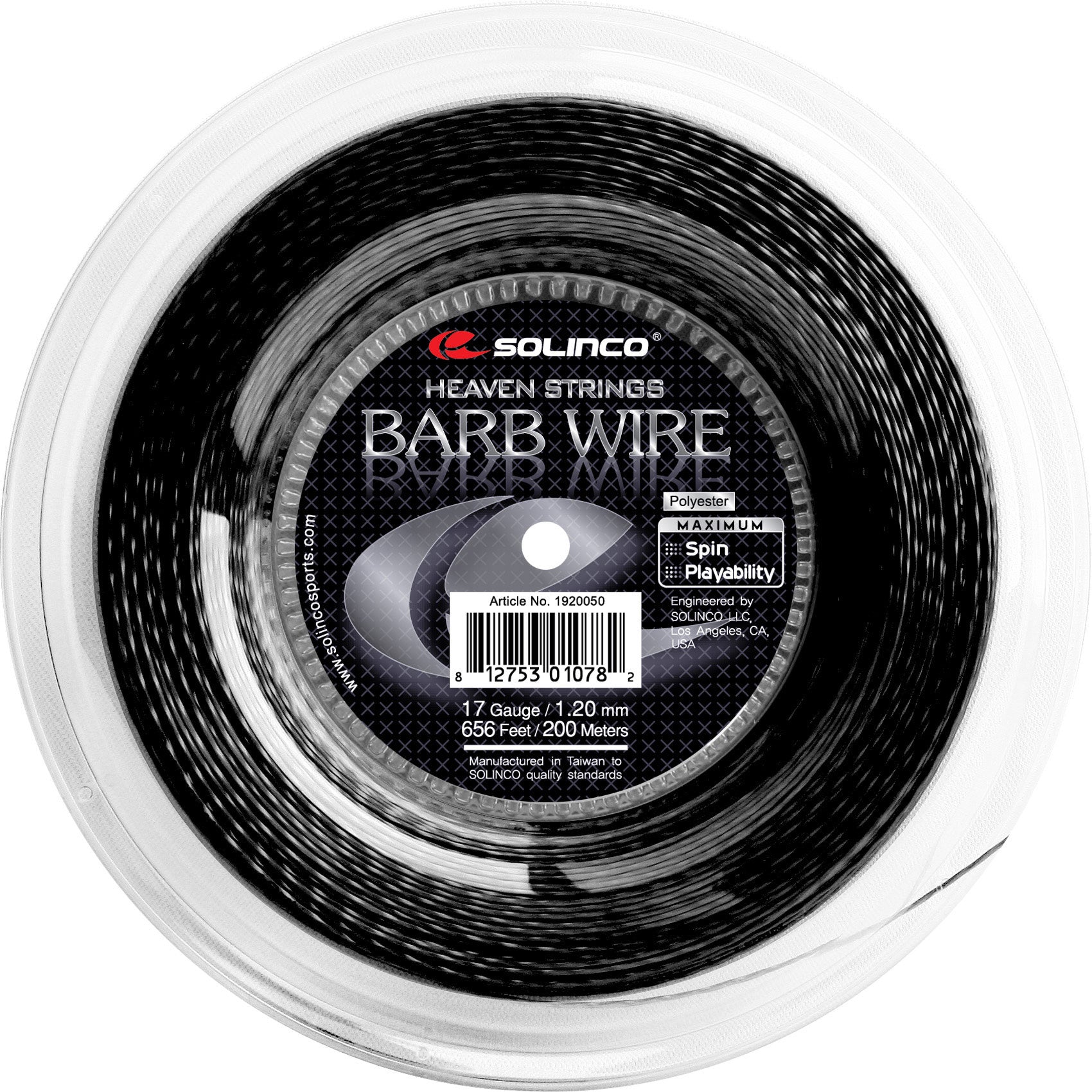 Solinco Barb Wire Strenge,Rulle 200m-Sort