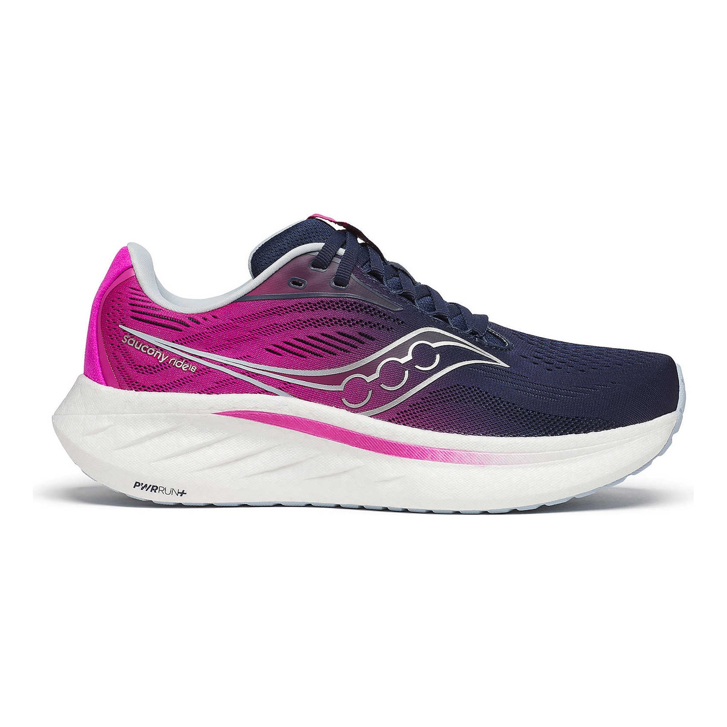 Saucony Ride 18 Neutral sko Damer - mørkeblå, pink