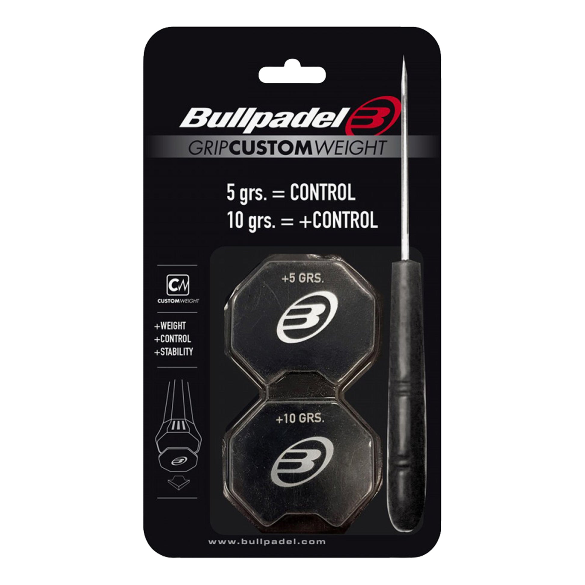Bullpadel GRIP CUSTOM 5/10 Gr Blybånd-Sort
