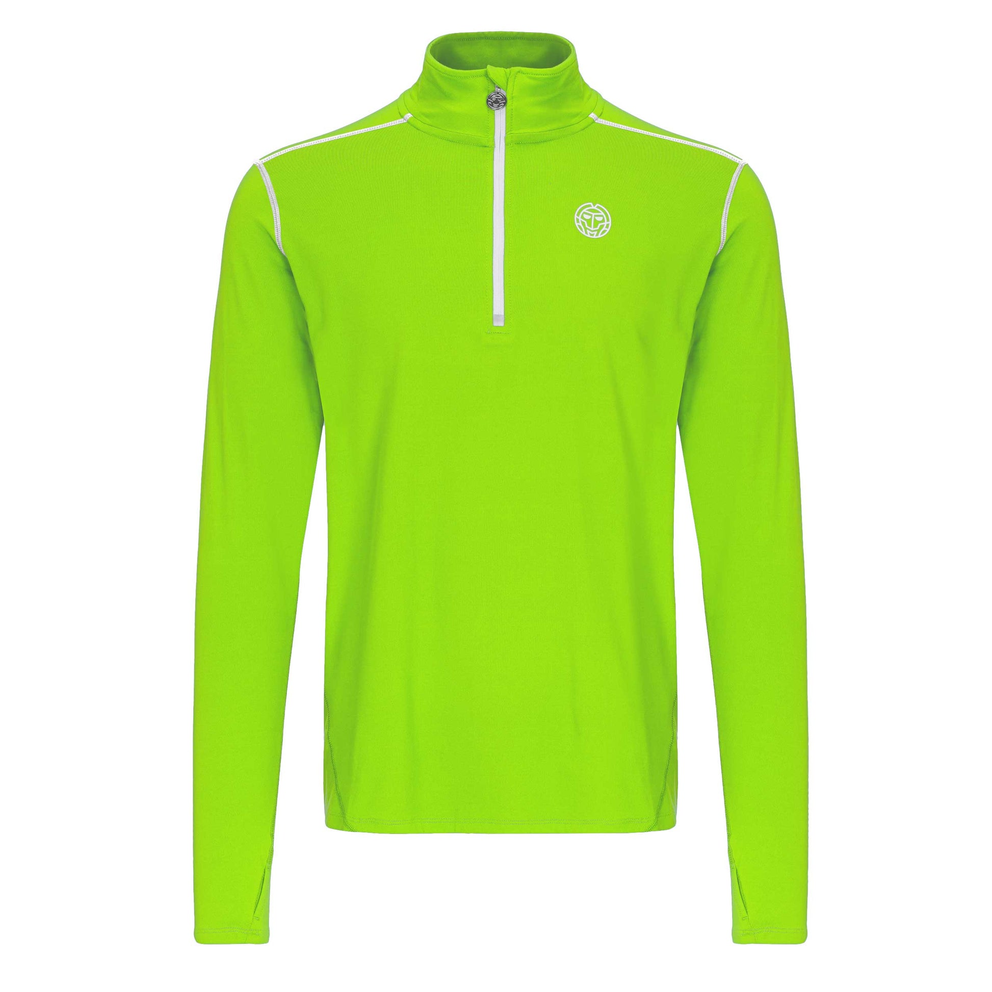 BIDI BADU Zac Tech Half Zip Shirt,Langærmet Herrer-Neongrøn,Hvid