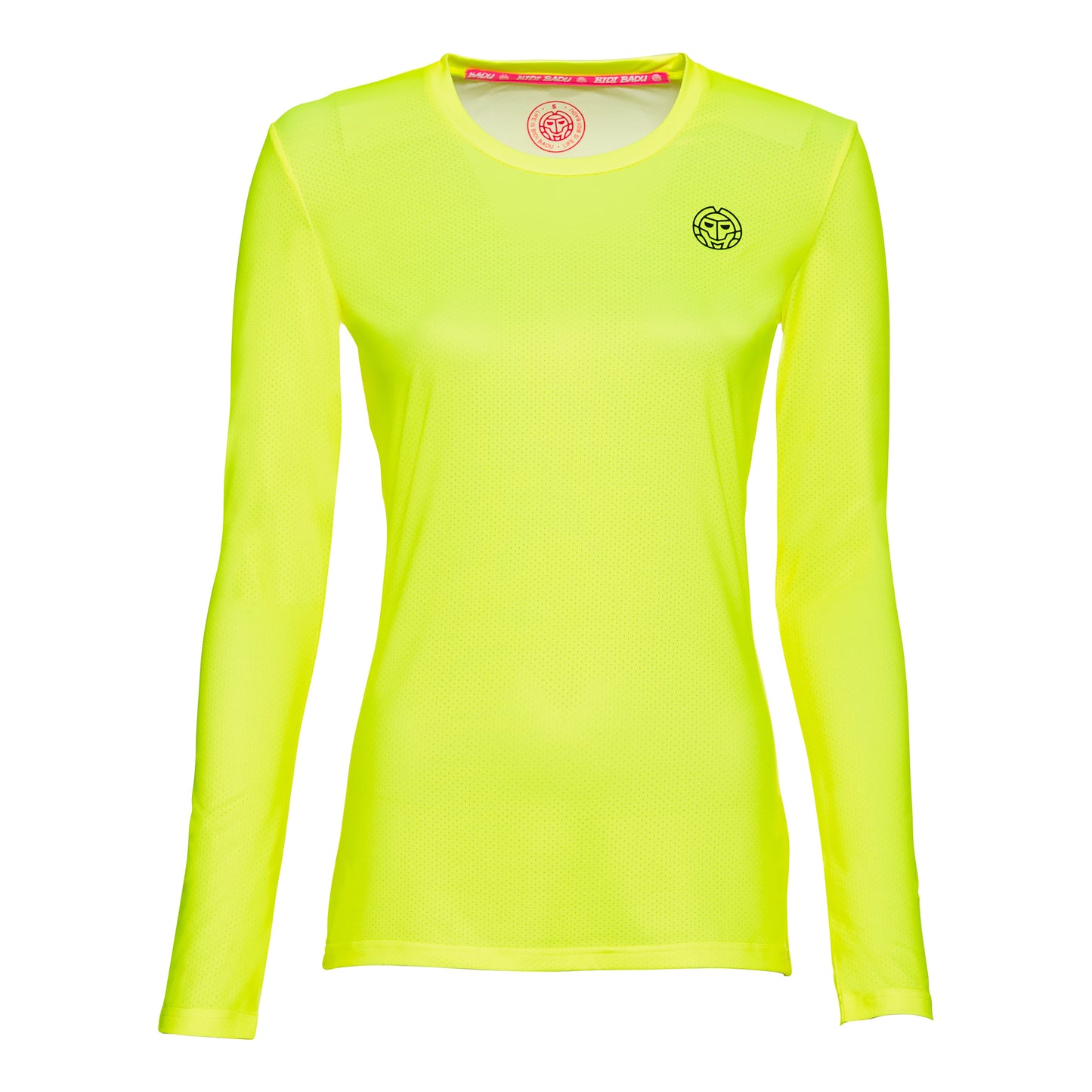 BIDI BADU Pia Tech Roundneck Shirt, langærmet Damer - neongul, sort