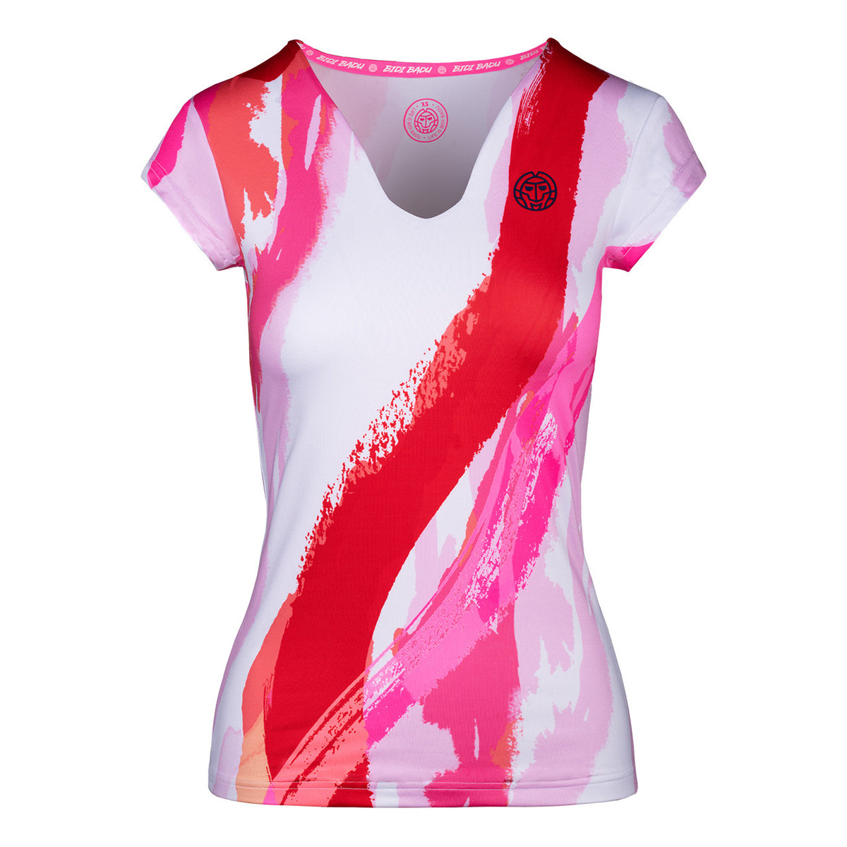 BIDI BADU Bella 2.0 Tech V-Neck T-shirt Damer - hvid, rød