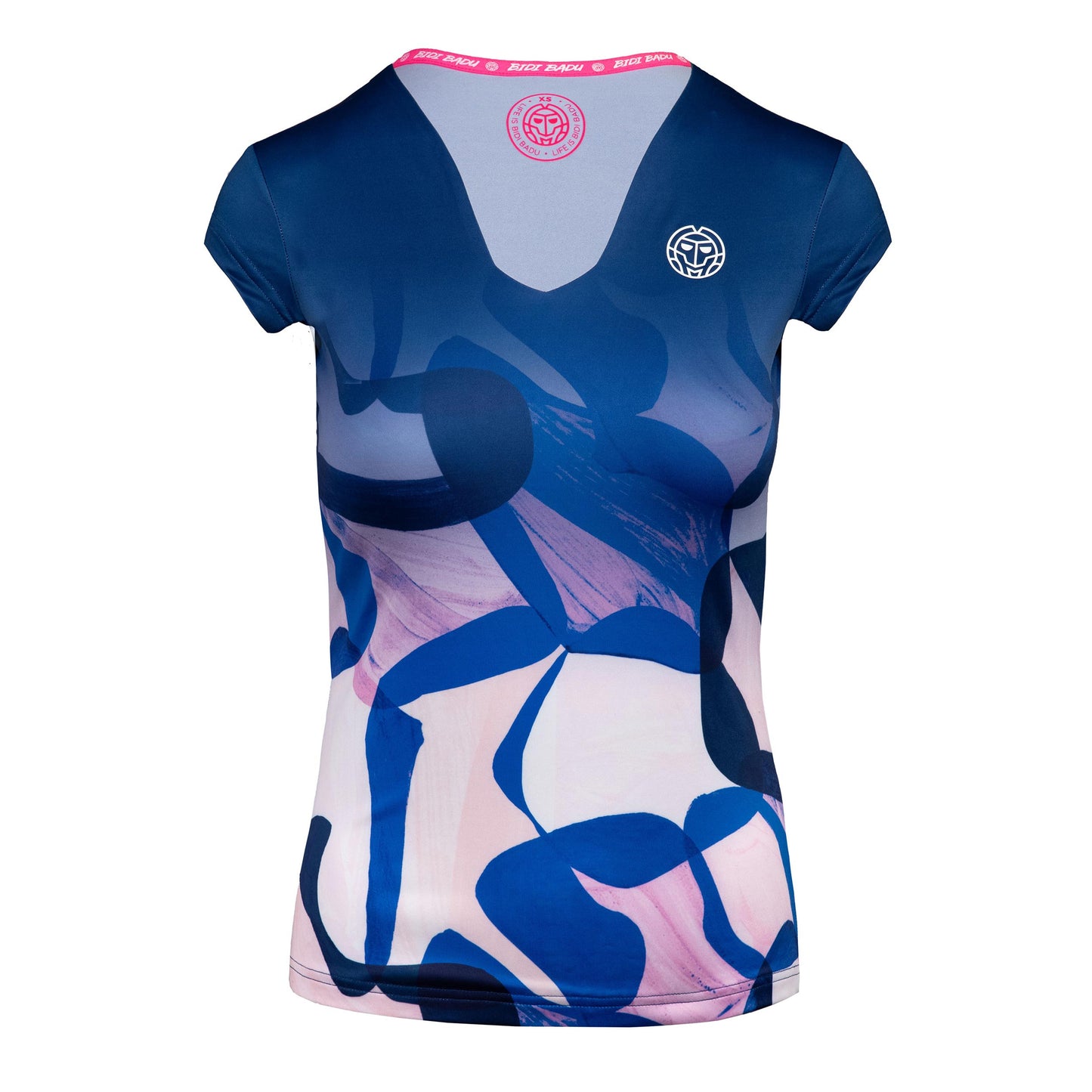 BIDI BADU Bella 2.0 Tech V-Neck T-shirt Damer - mørkeblå, rosa