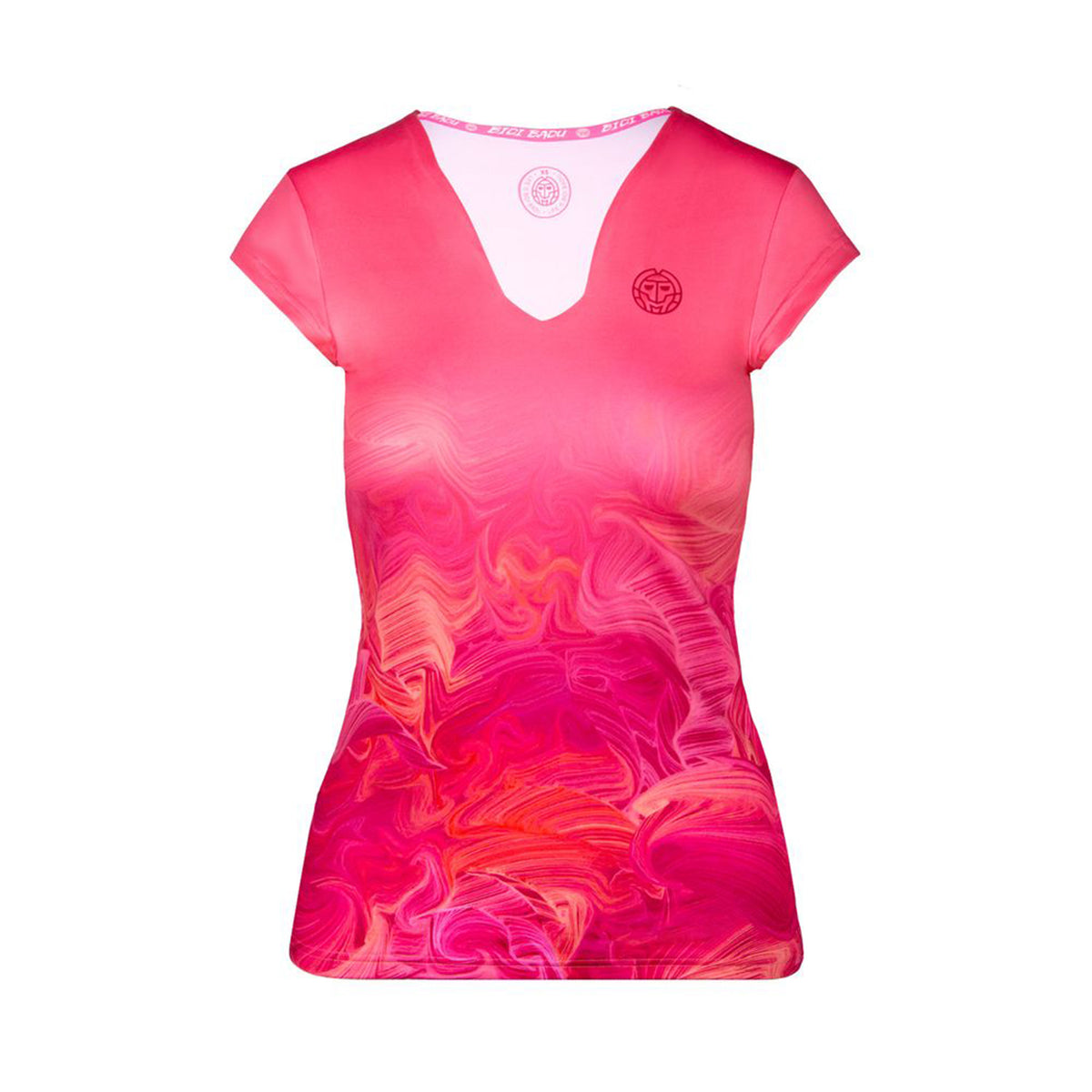 BIDI BADU Anele Tech Roundneck T-shirt Pige - pink, flerfarvet