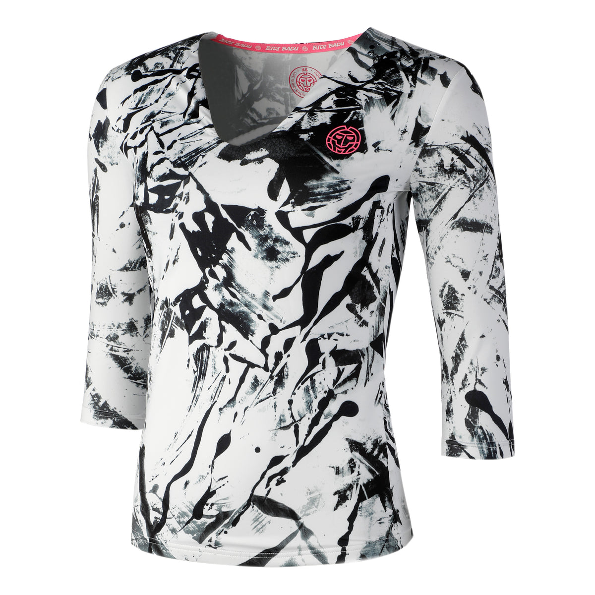 BIDI BADU Ariana Tech V-Neck Shirt, langærmet Damer - sort, hvid