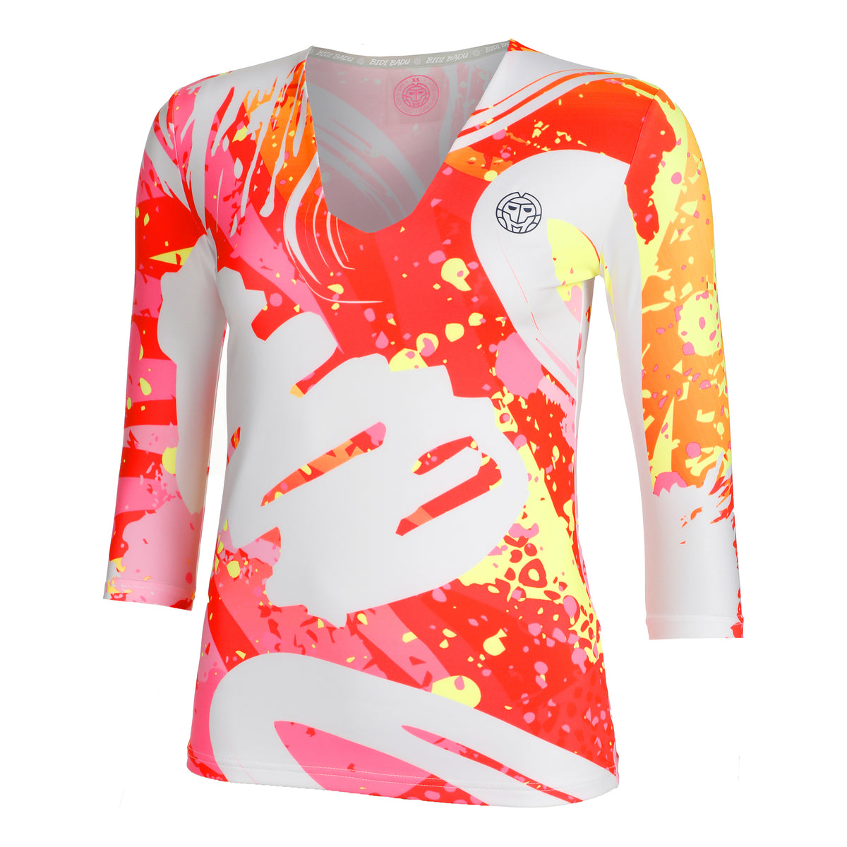BIDI BADU Wild Arts V-Neck Shirt, langærmet Damer - hvid, flerfarvet
