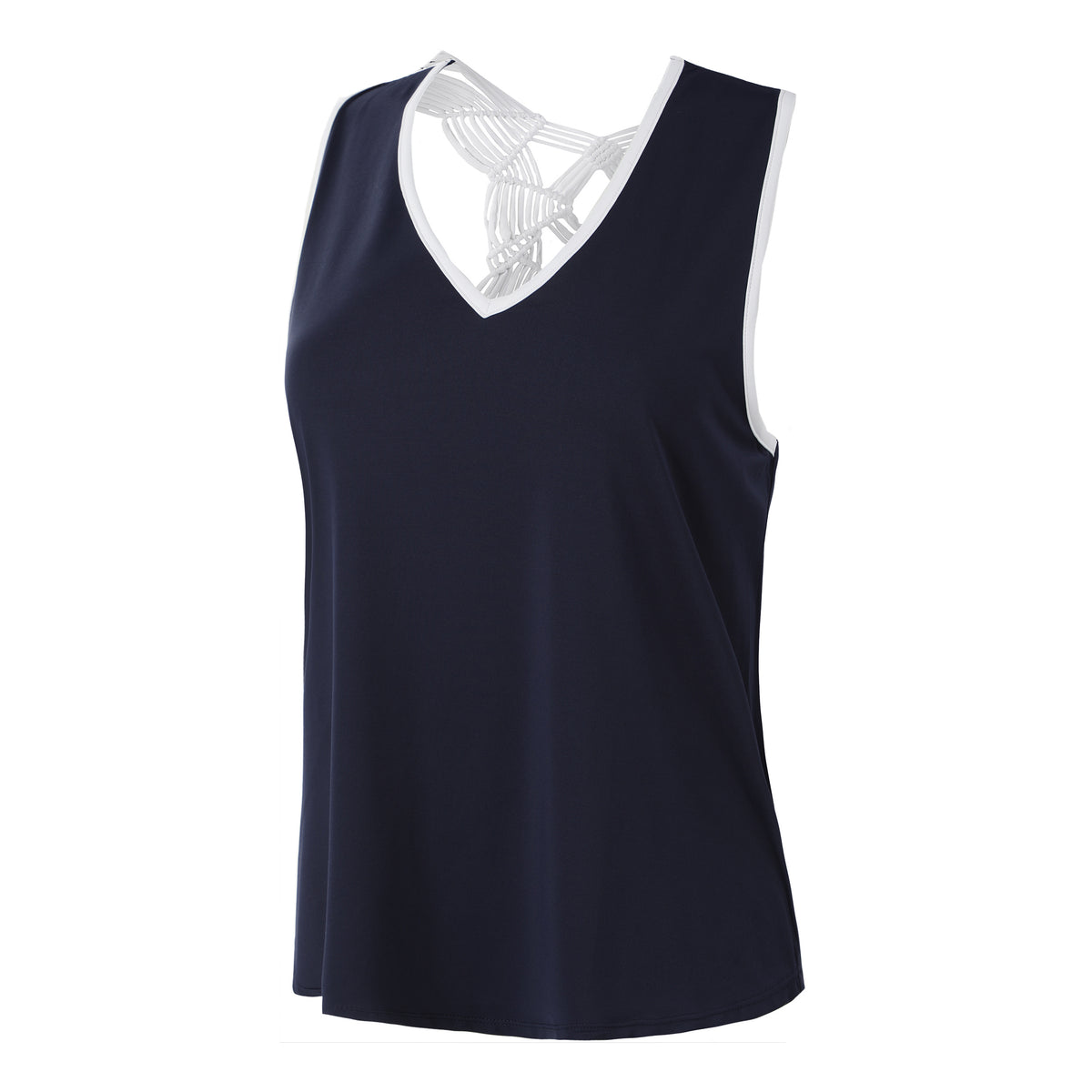 Lucky in Love Macrame Tanktop Damer - mørkeblå, hvid