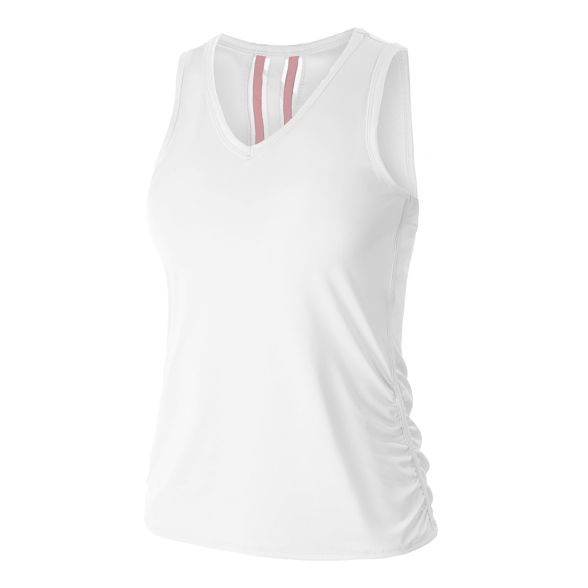Lucky in Love V-Neck Ruche Tanktop Damer - hvid, pink