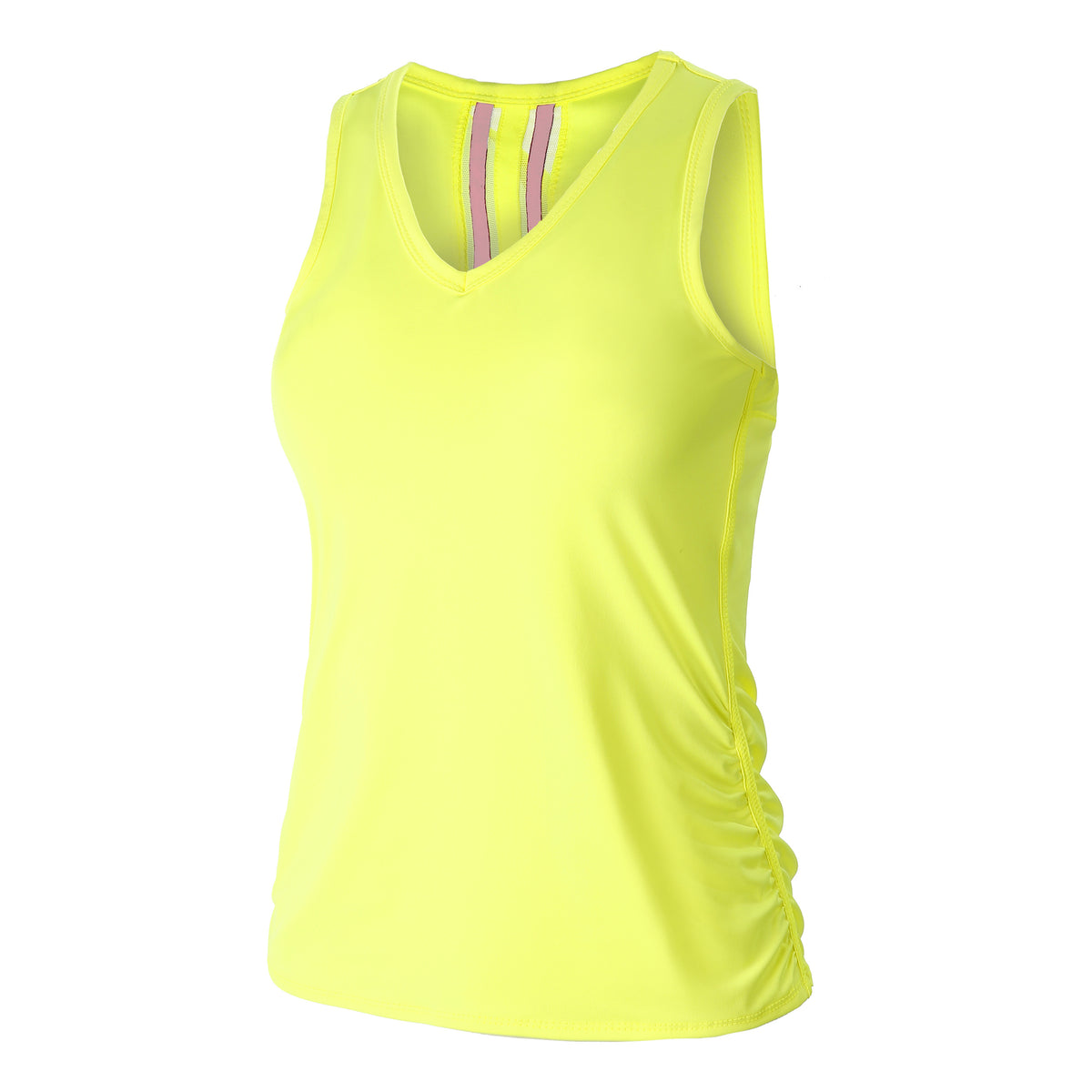 Lucky in Love V-Neck Ruche Tanktop Damer - neongul,
