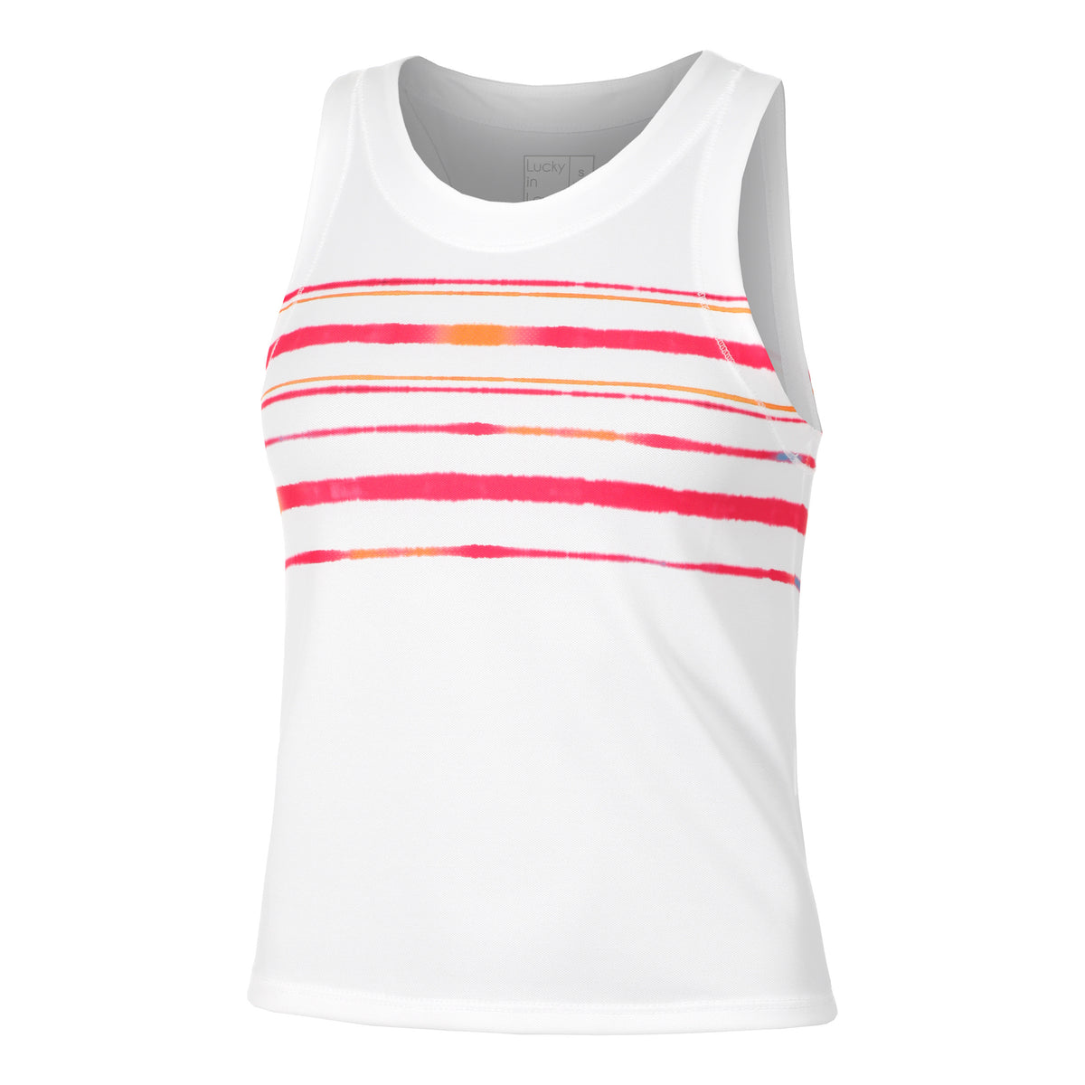 Lucky in Love Deco Stripe Crop Tanktop Damer - hvid, koral