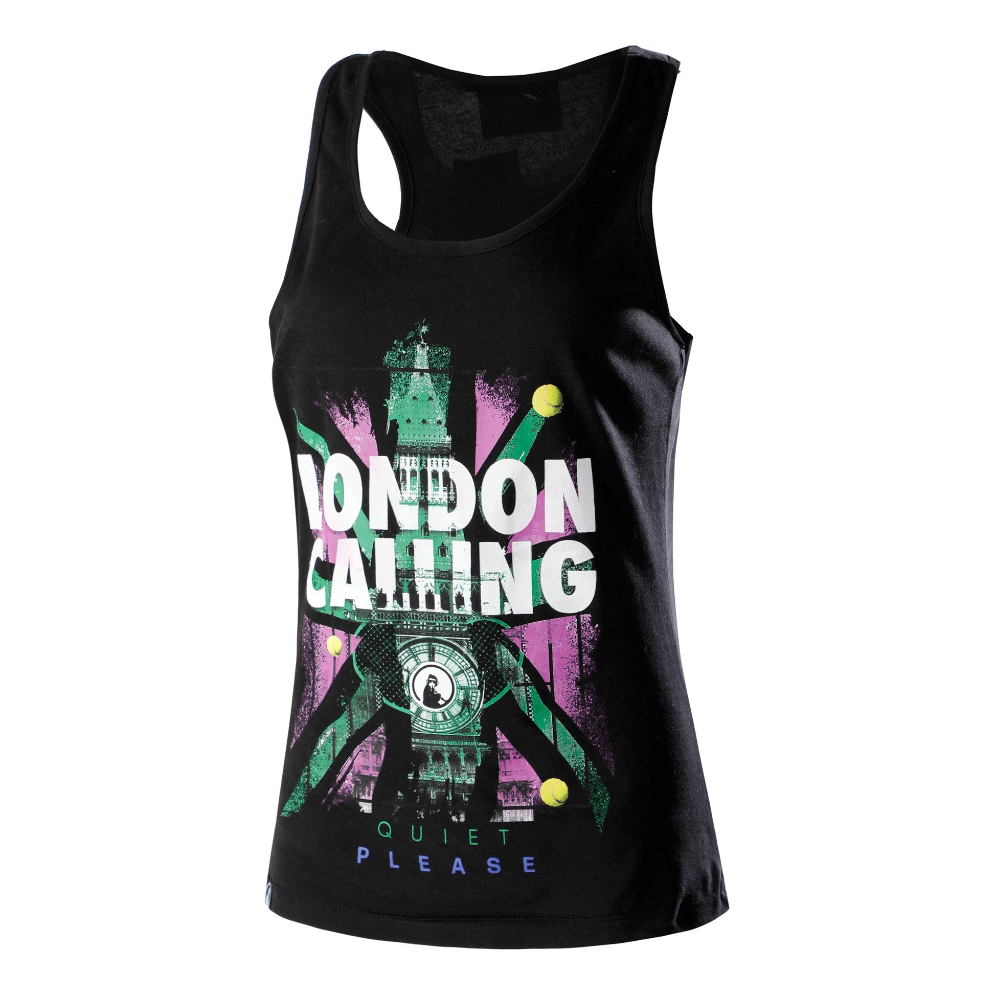 Quiet Please London Calling Tanktop Damer - sort, flerfarvet