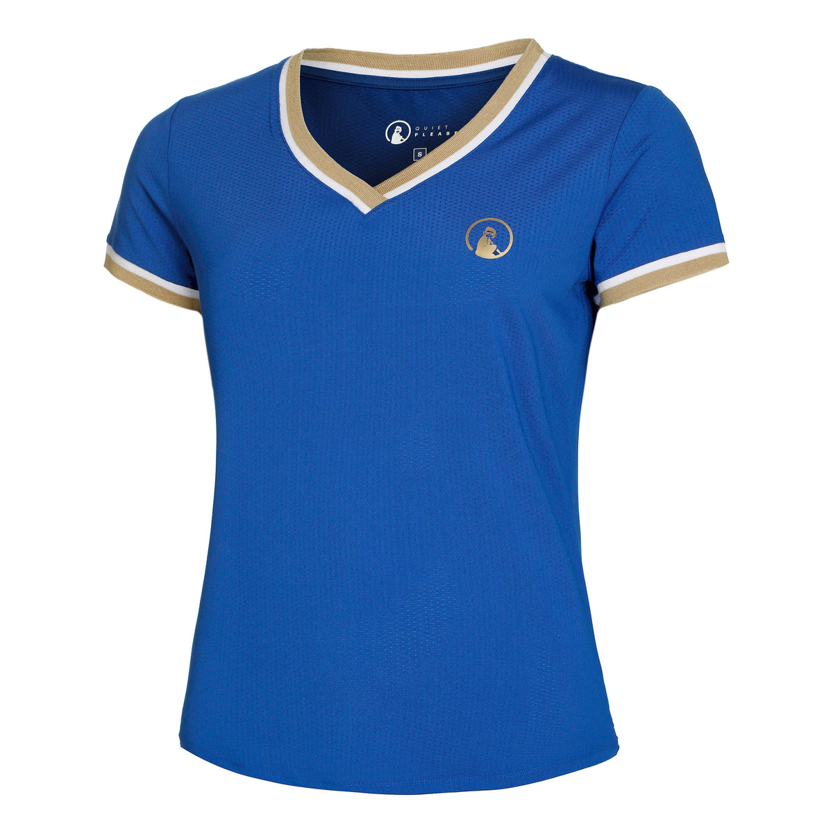 Quiet Please Retro V-Neck T-shirt Damer - blå,