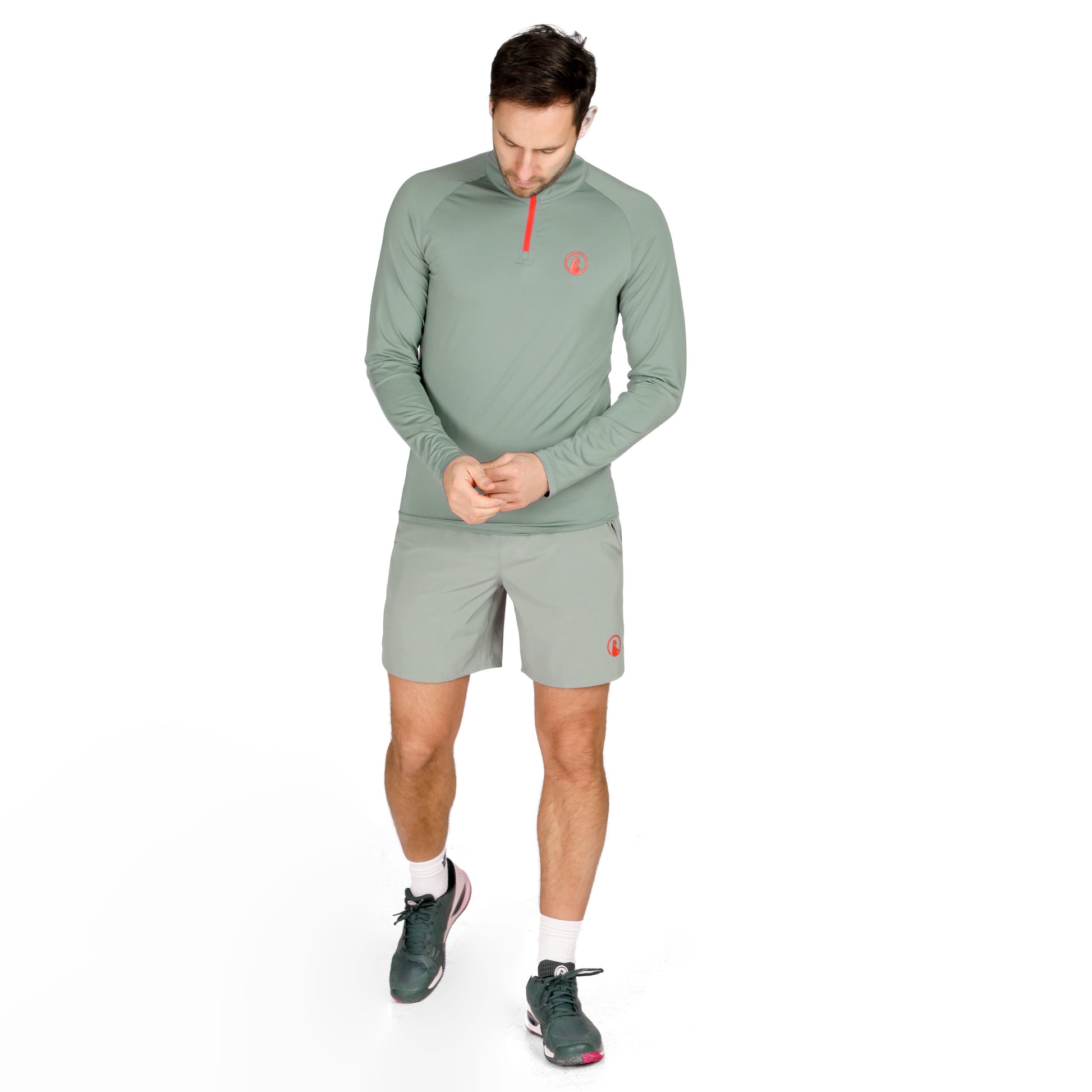 Quiet Please Big Serve 1/4 Zip Shirt, langærmet Herrer - vis, rød