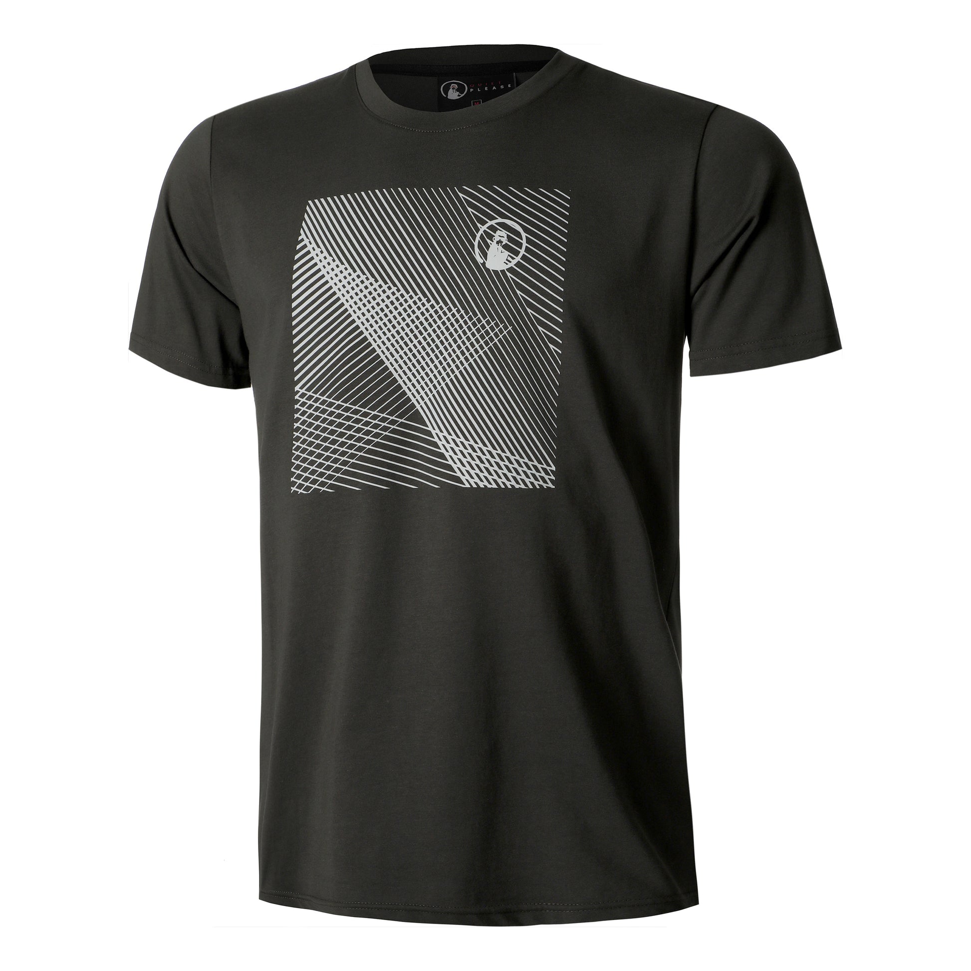 Quiet Please Square Lines T-shirt Herrer - antracit,