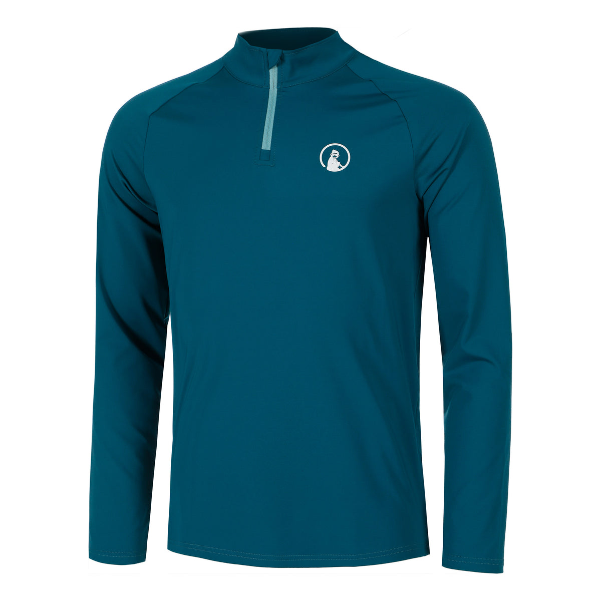 Quiet Please Create Big Serve 1/4 Zip Shirt,Langærmet Herrer-Petrol,Hvid