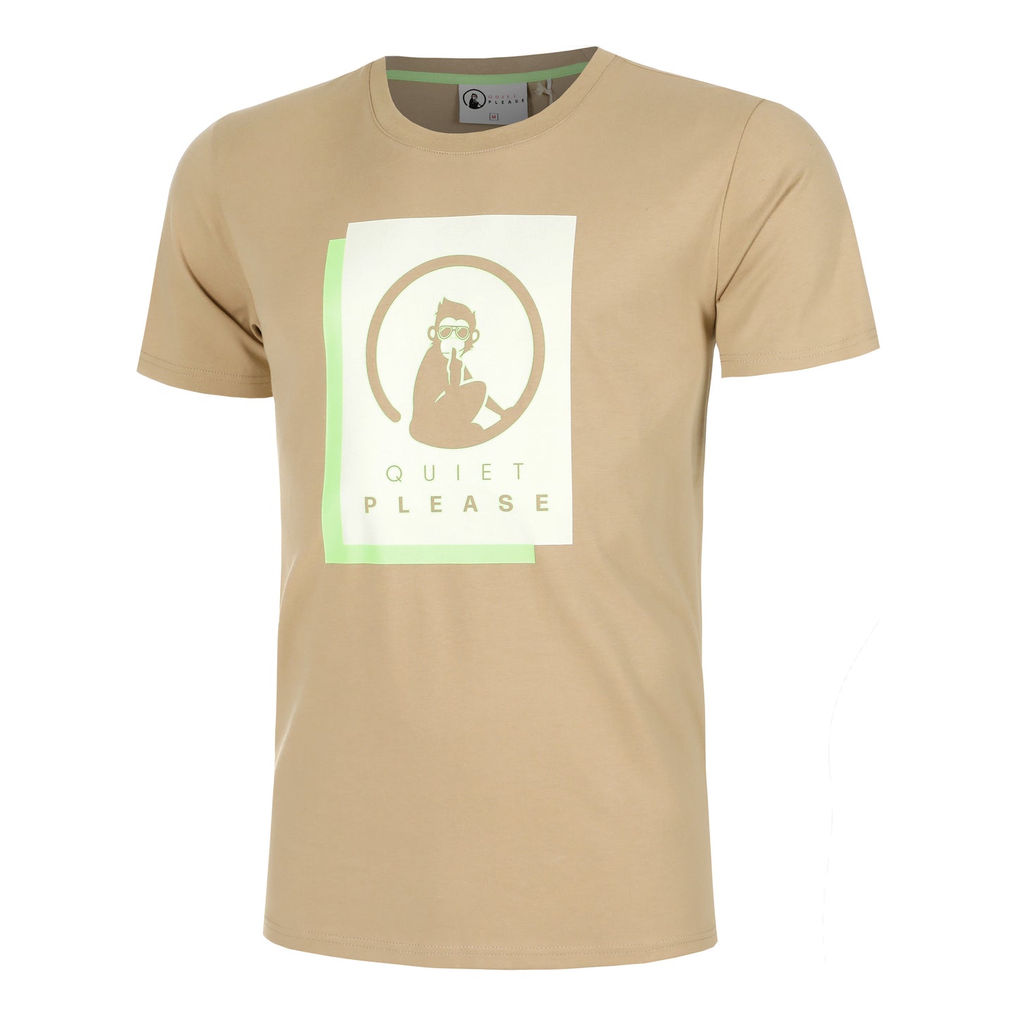 Quiet Please Wild Layer T-shirt Herrer-Beige,Neongrøn