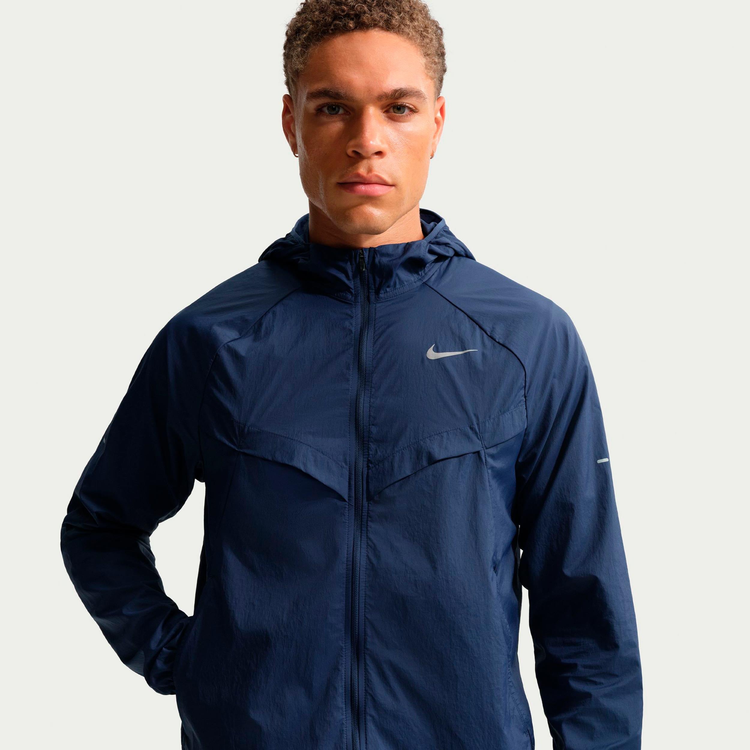 Nike Stride Løbejakke Herrer - mørkeblå, sølv