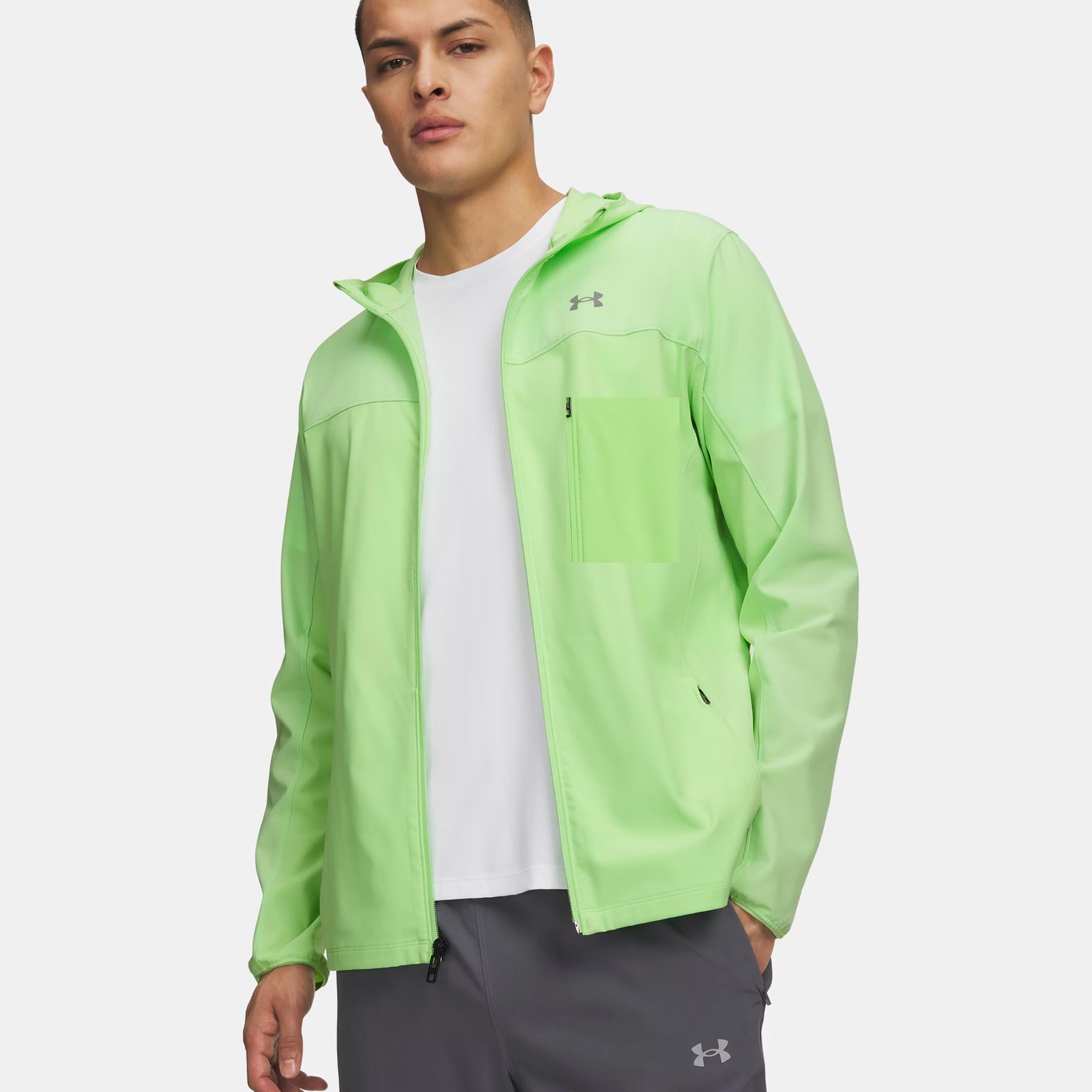 Under Armour Velociti Pro Storm Løbejakke Herrer - neongrøn, sølv