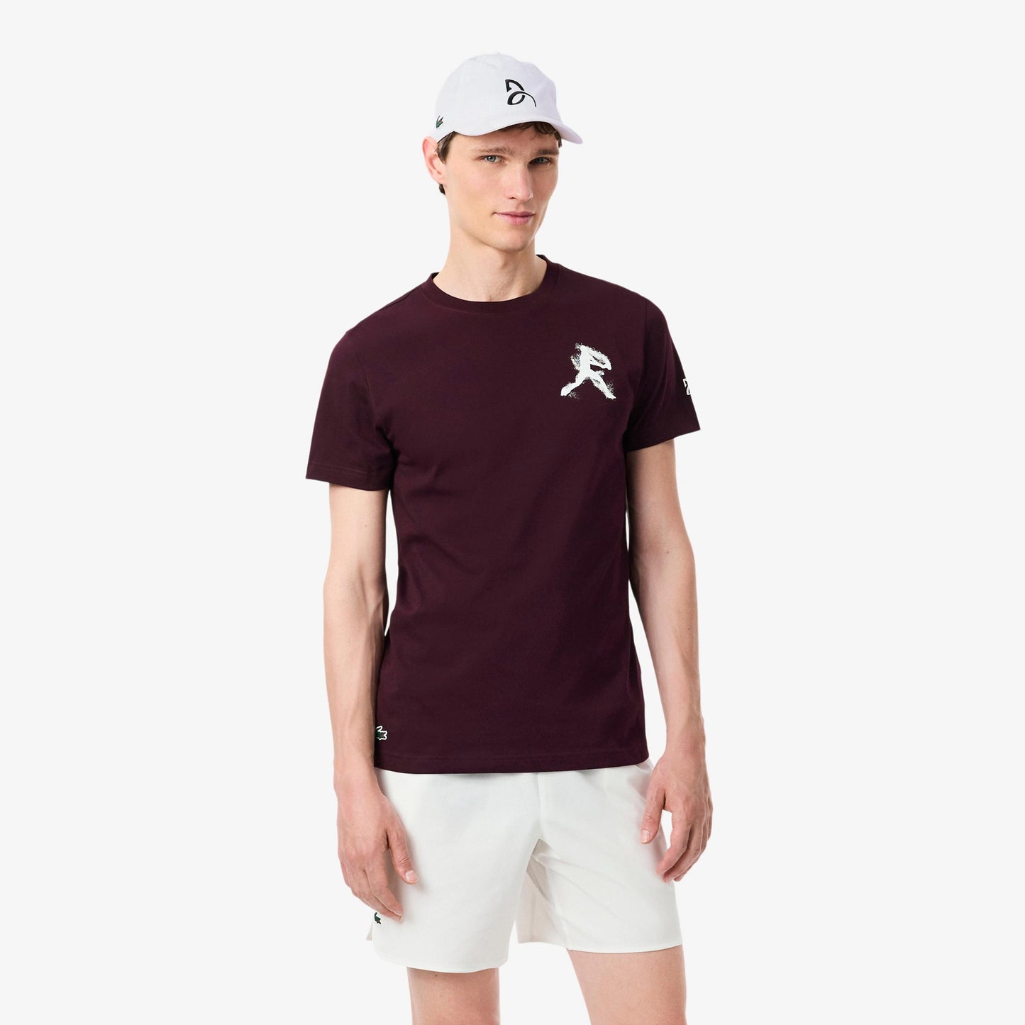Lacoste & Cap T-shirt Herrer - vinrød, hvid
