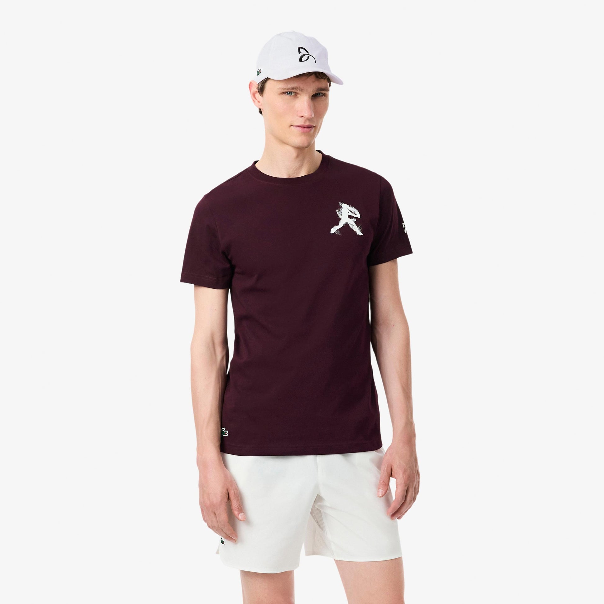 Lacoste & Cap T-shirt Herrer - vinrød, hvid