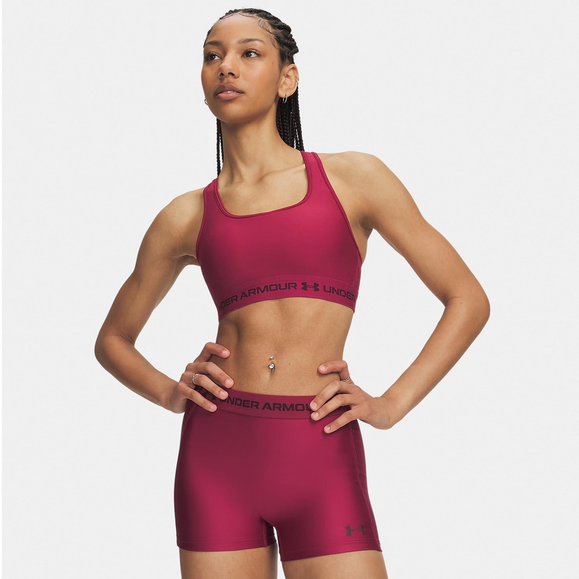 Under Armour Crossback Mid Sports-BH Damer - rød, mørkerød