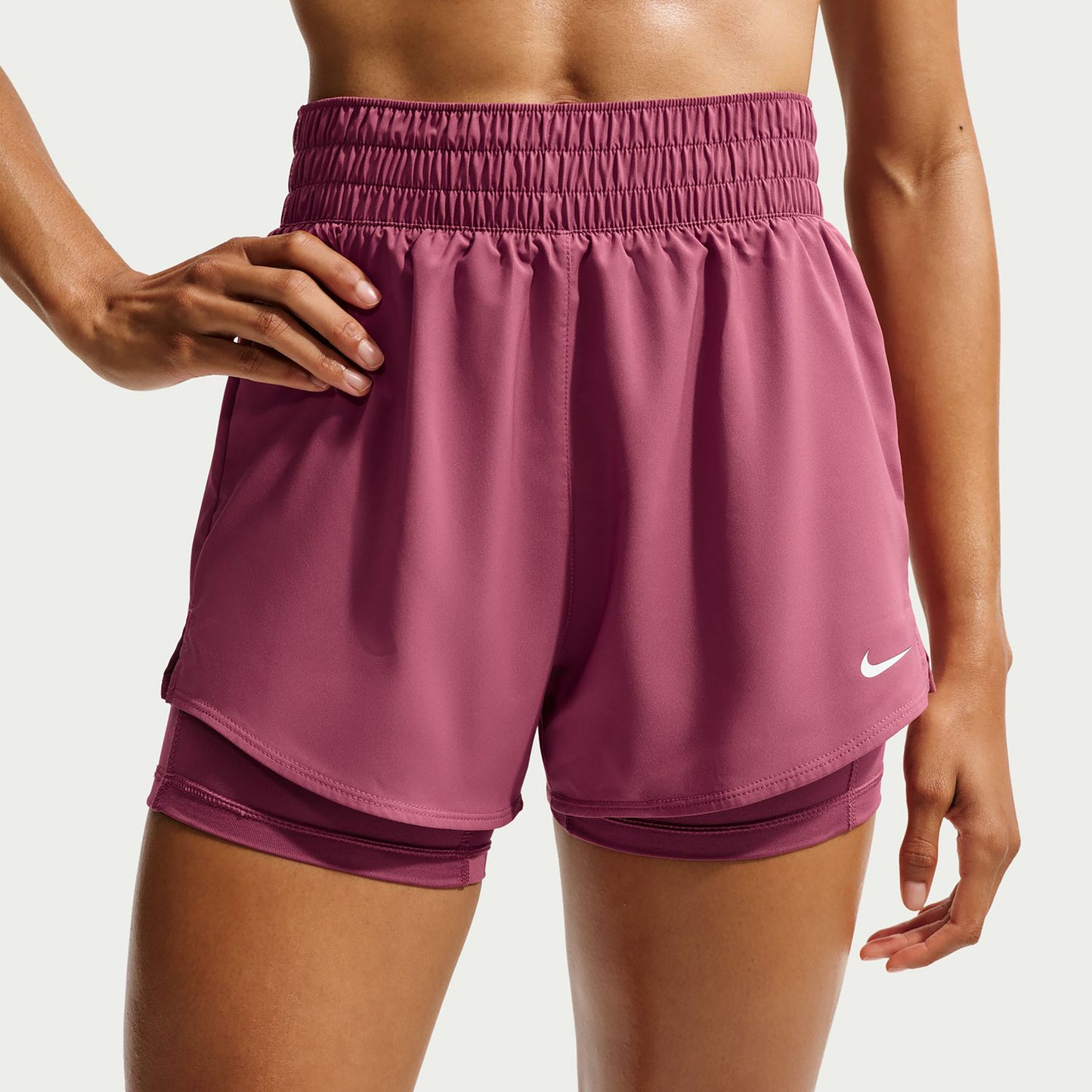 Nike Dri-Fit One High Rise 2in1 3in Shorts Damer - mauve