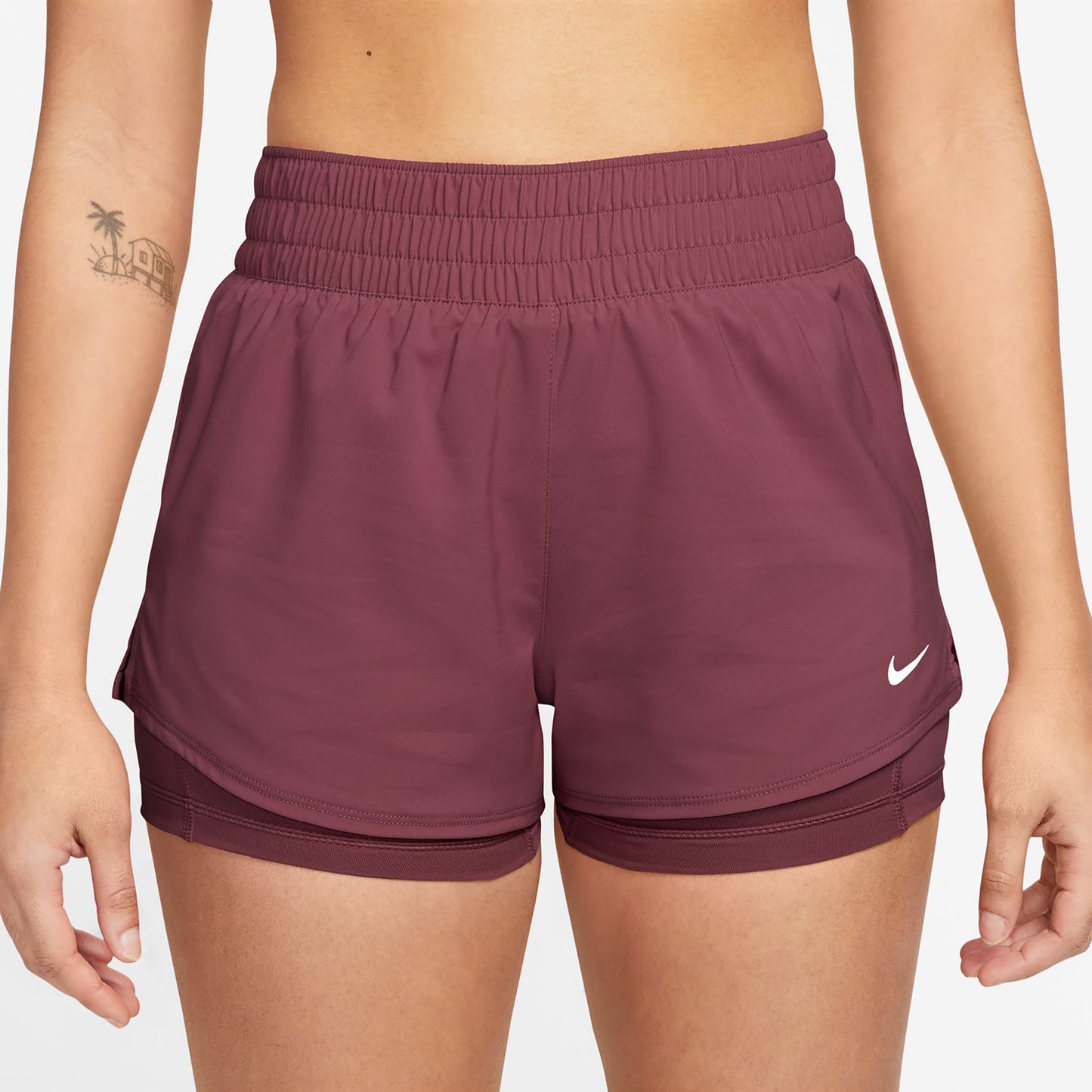 Nike Dri-Fit One Mid Rise 2in1 3in Shorts Damer - mauve