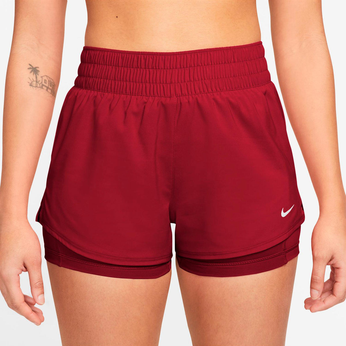Nike Dri-Fit One Mid Rise 2in1 3in Shorts Damer - rød