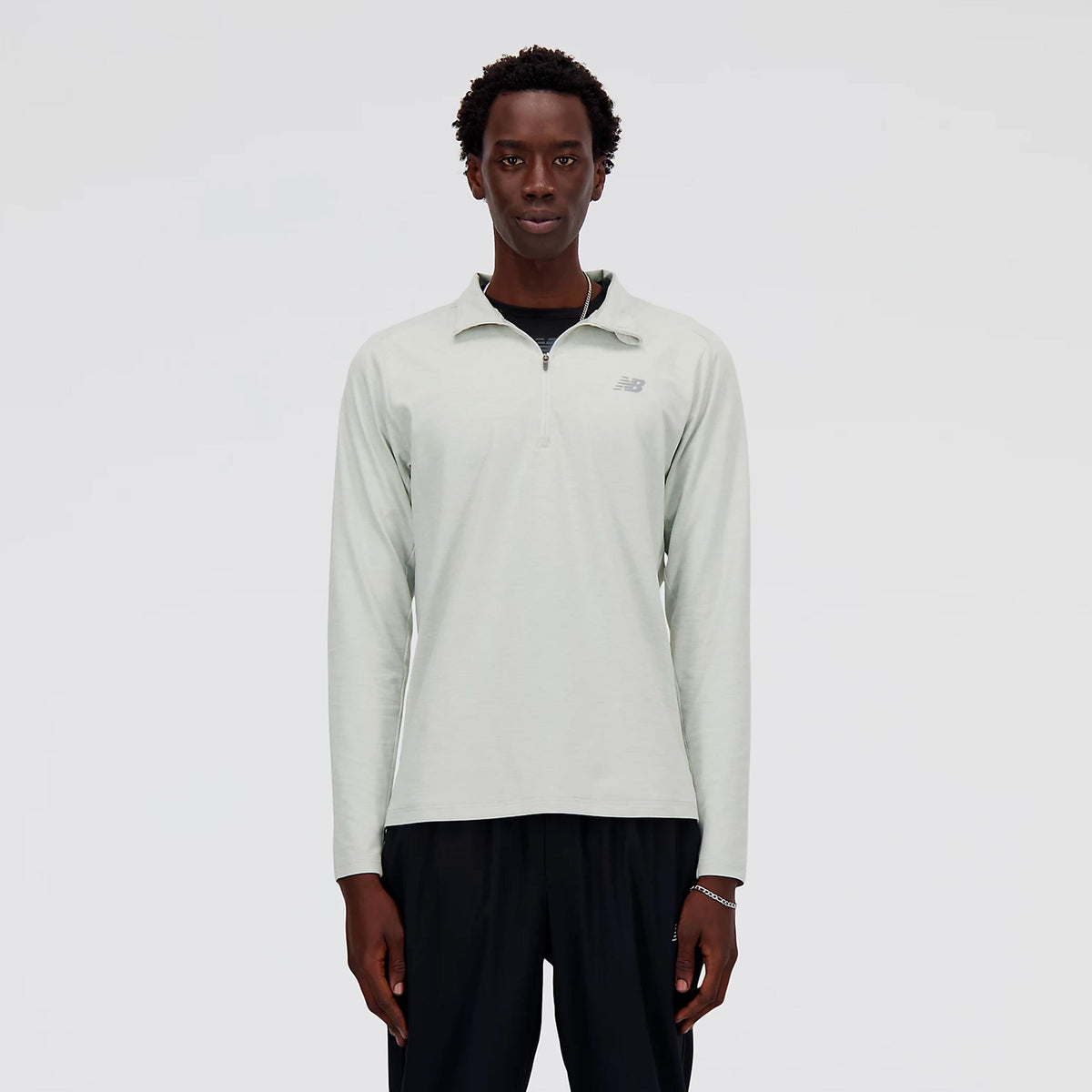 New Balance Space Dye 1/4 Zip Shirt, langærmet Herrer - grå