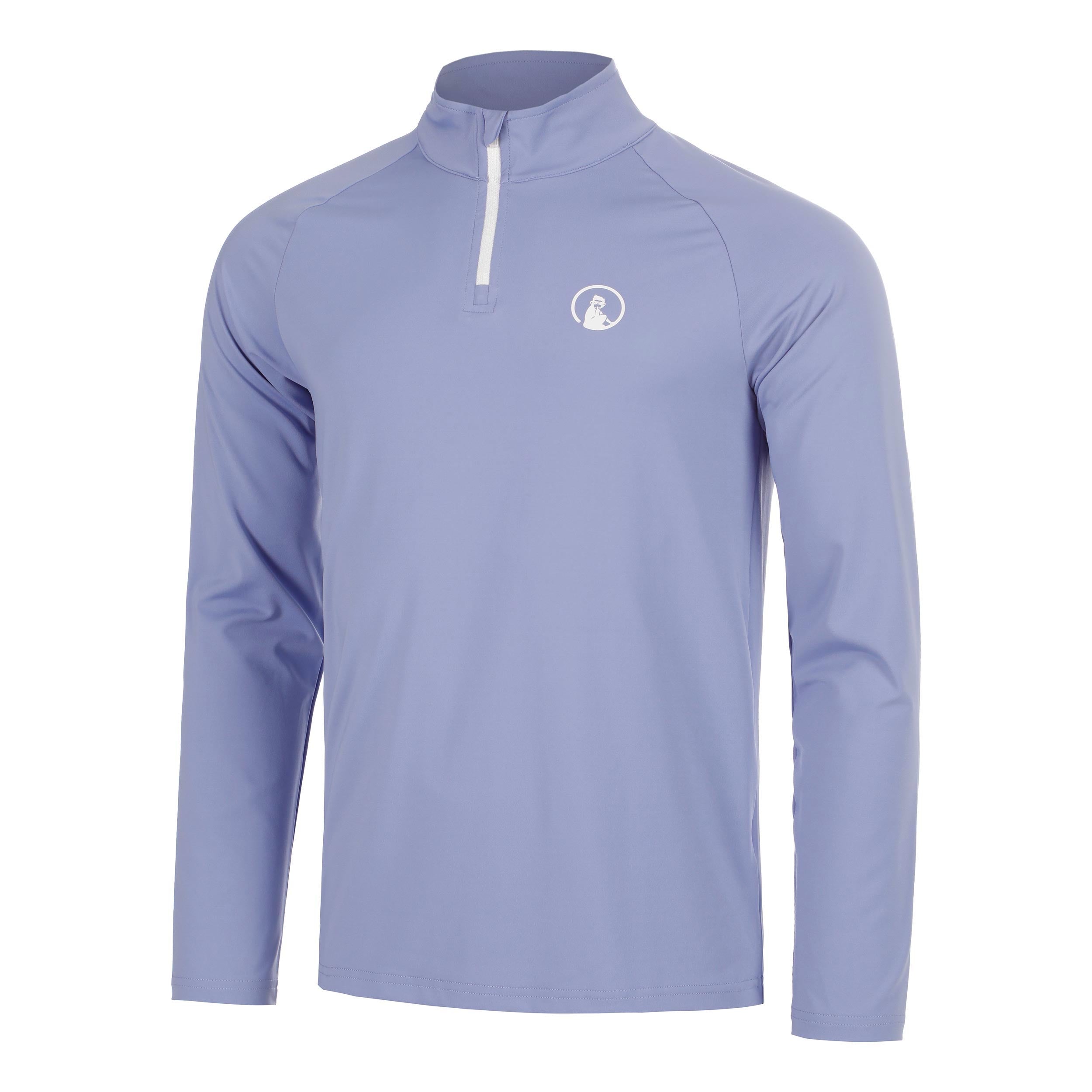 Quiet Please Glow Big Serve 1/4 Zip Shirt, langærmet Herrer - blå, creme