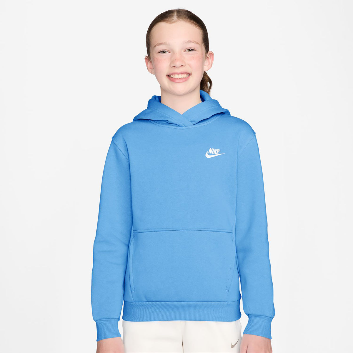 Nike Club Fleece Hættetrøje Børn - lyseblå, hvid