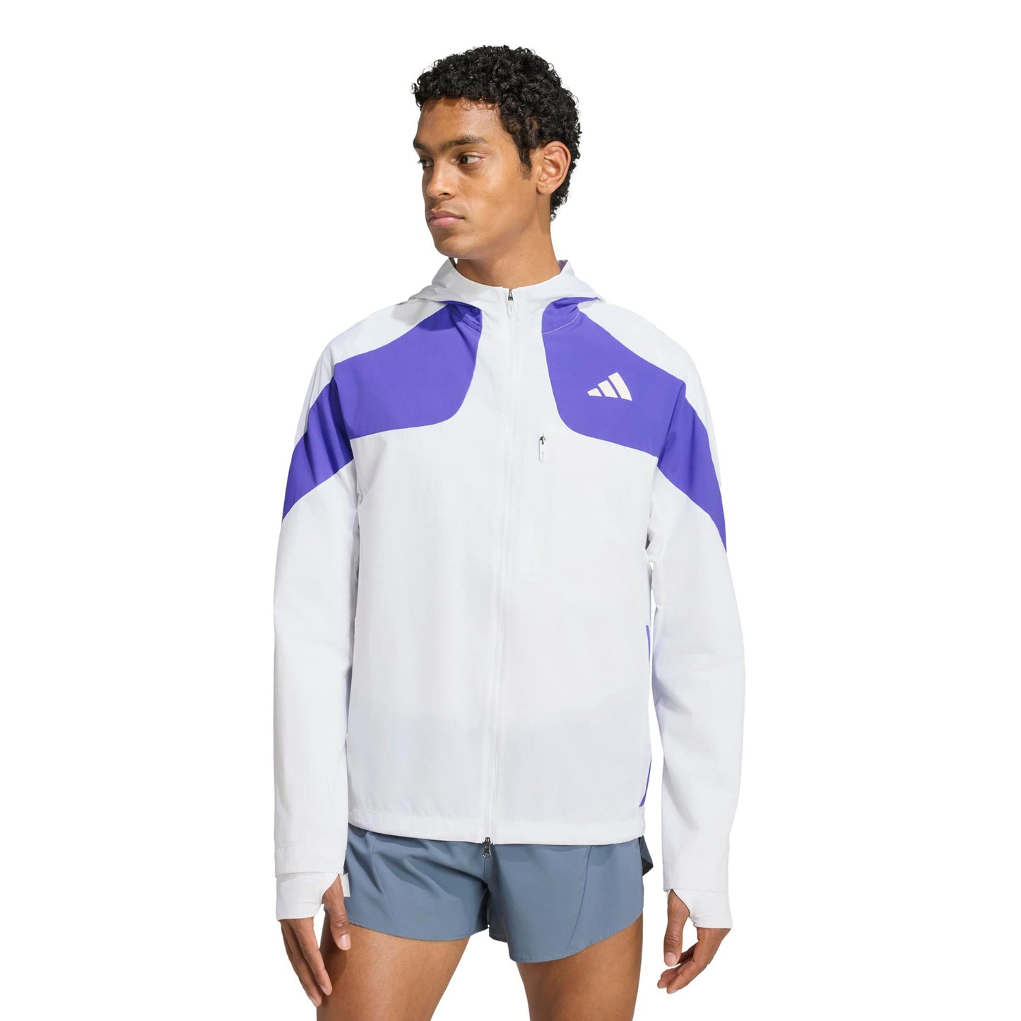 adidas adizero Løbejakke Herrer - hvid, blå