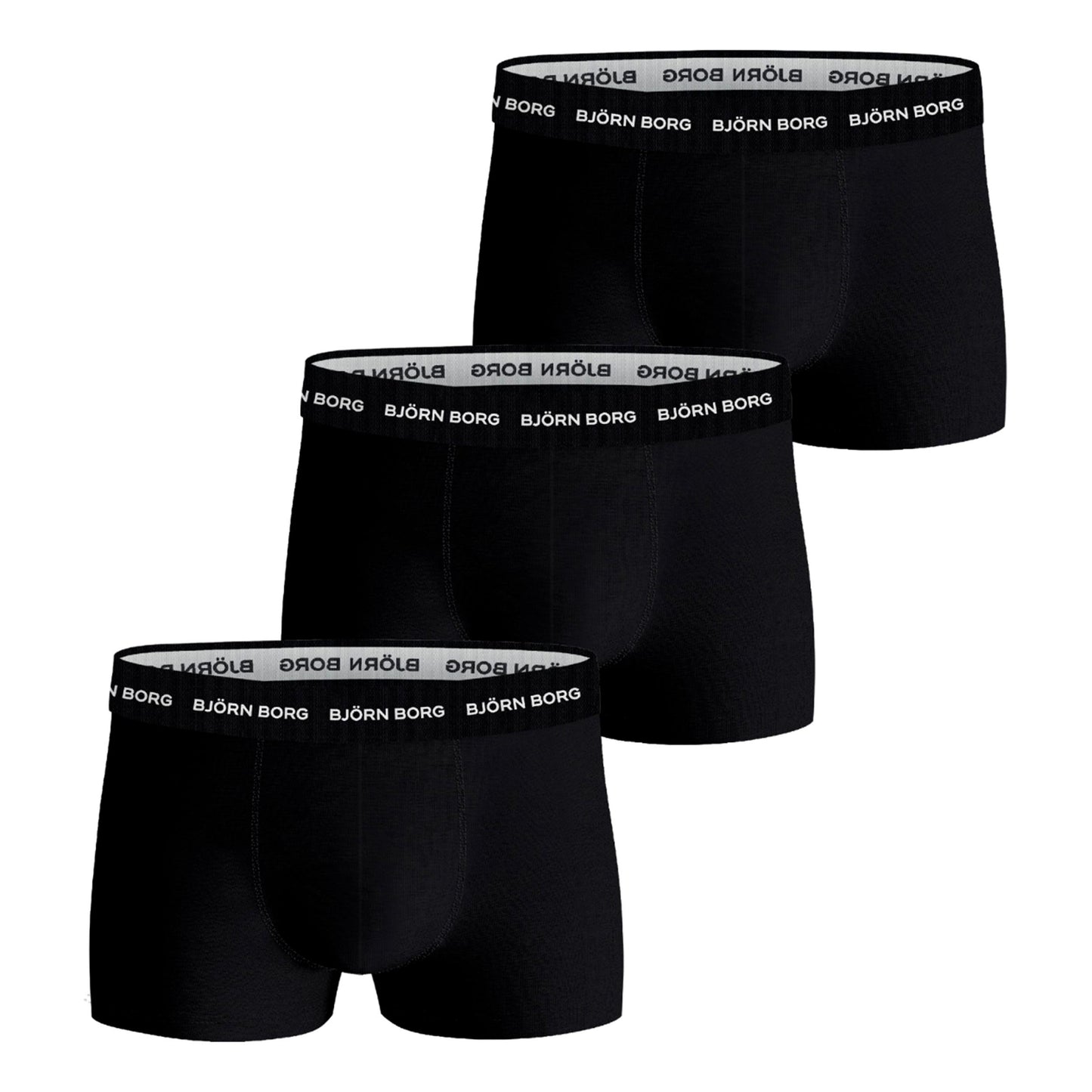 Björn Borg Cotton Stretch Trunk Boksershorts Pakke med 3 Herrer - sort