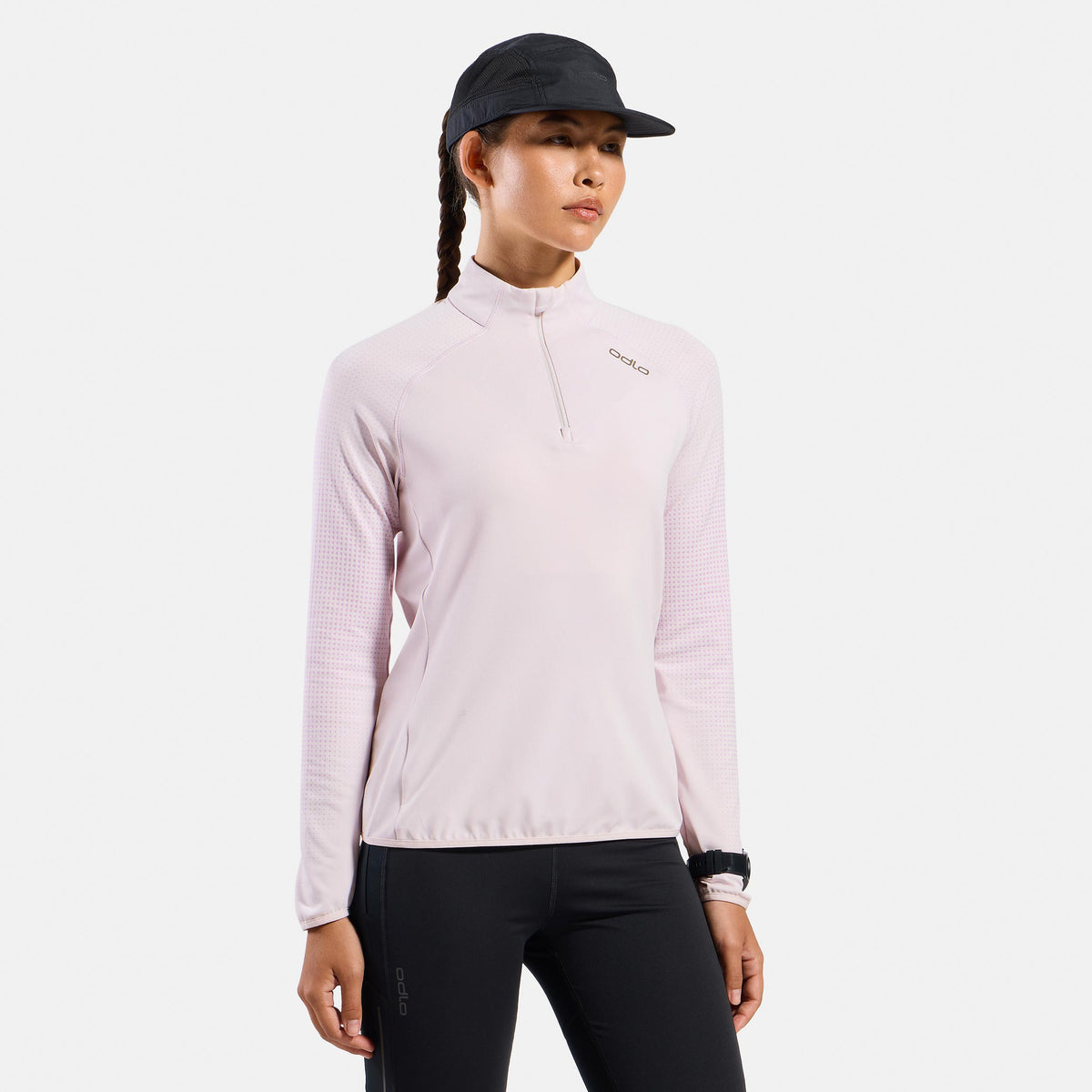 Odlo Zeroweight Warm Mid Layer 1/2 Zip Løbetrøje Damer - lyserød