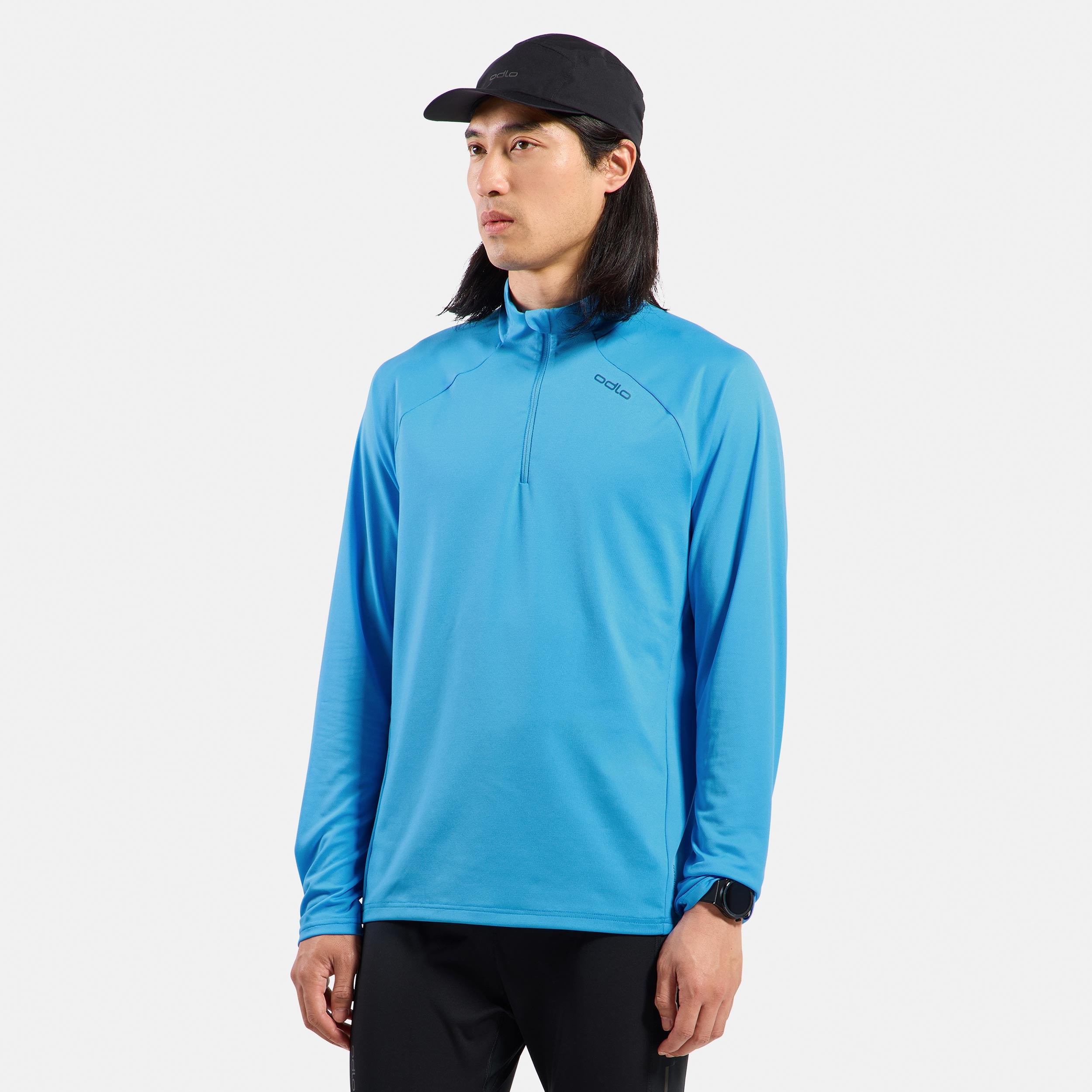 Odlo Essential Ceramiwarm Mid Layer 1/2 Zip Løbetrøje Herrer - lyseblå