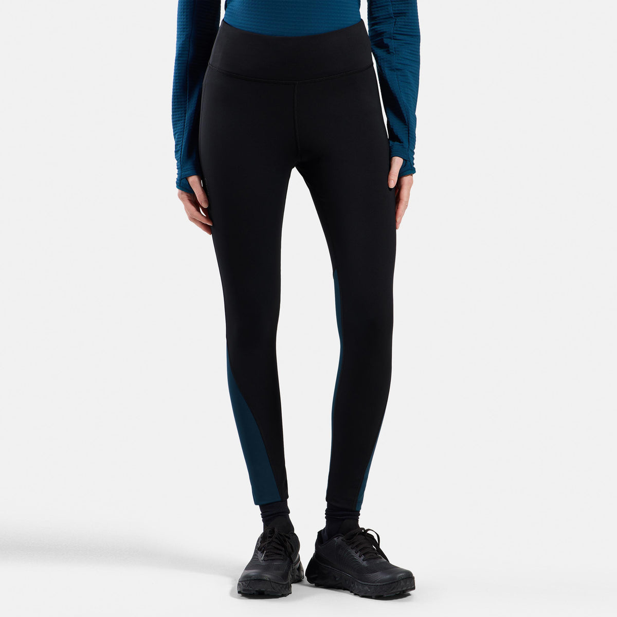 Odlo Essential Thermal  Løbebukser Damer - sort, petrol