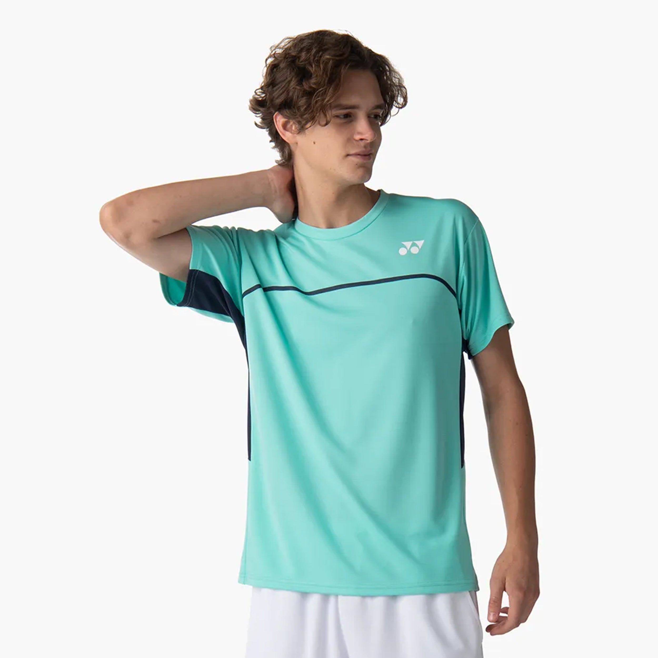 Yonex Crew Neck T-shirt Herrer - mint, mørkeblå