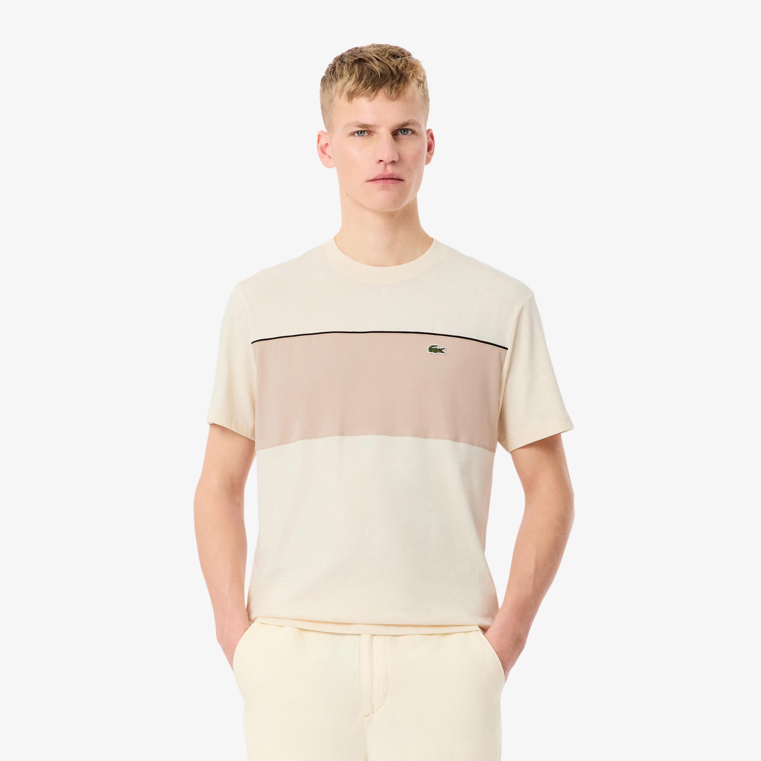 Lacoste Colorblock T-shirt Herrer - creme, beige