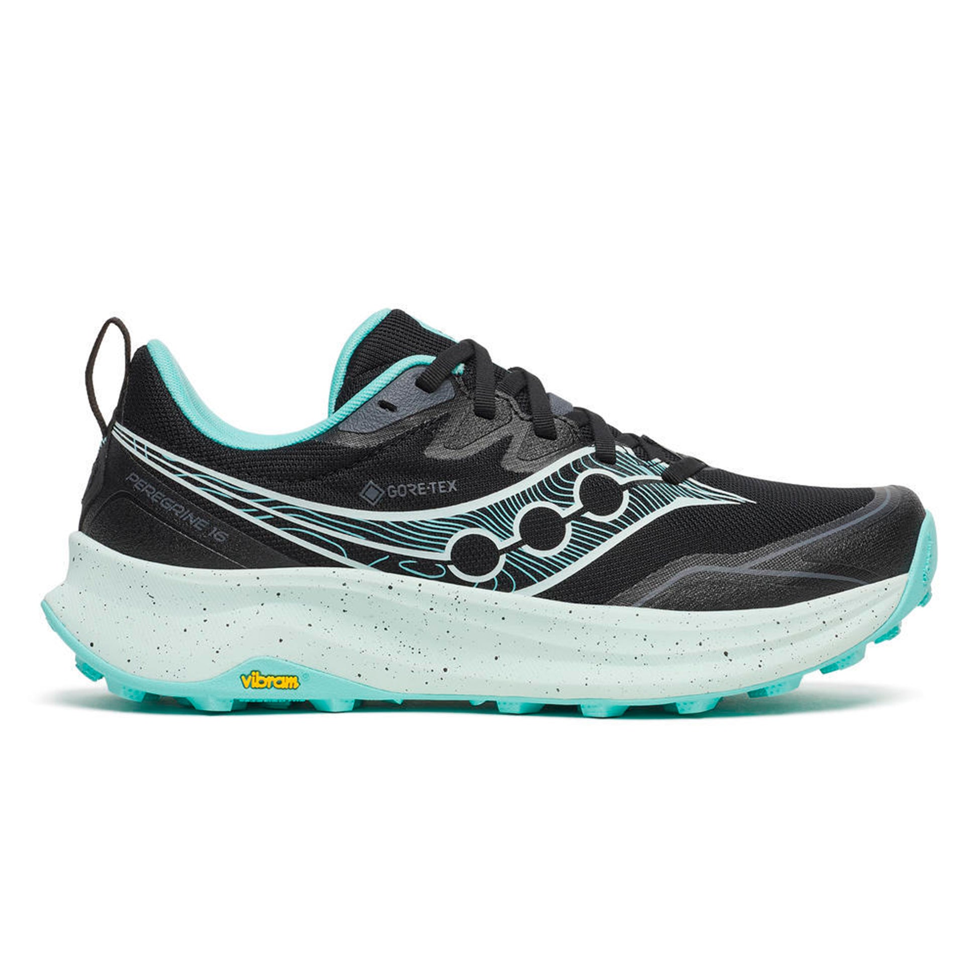 Saucony Peregrine 16 GTX Trailsko Damer-sort, lyseblå