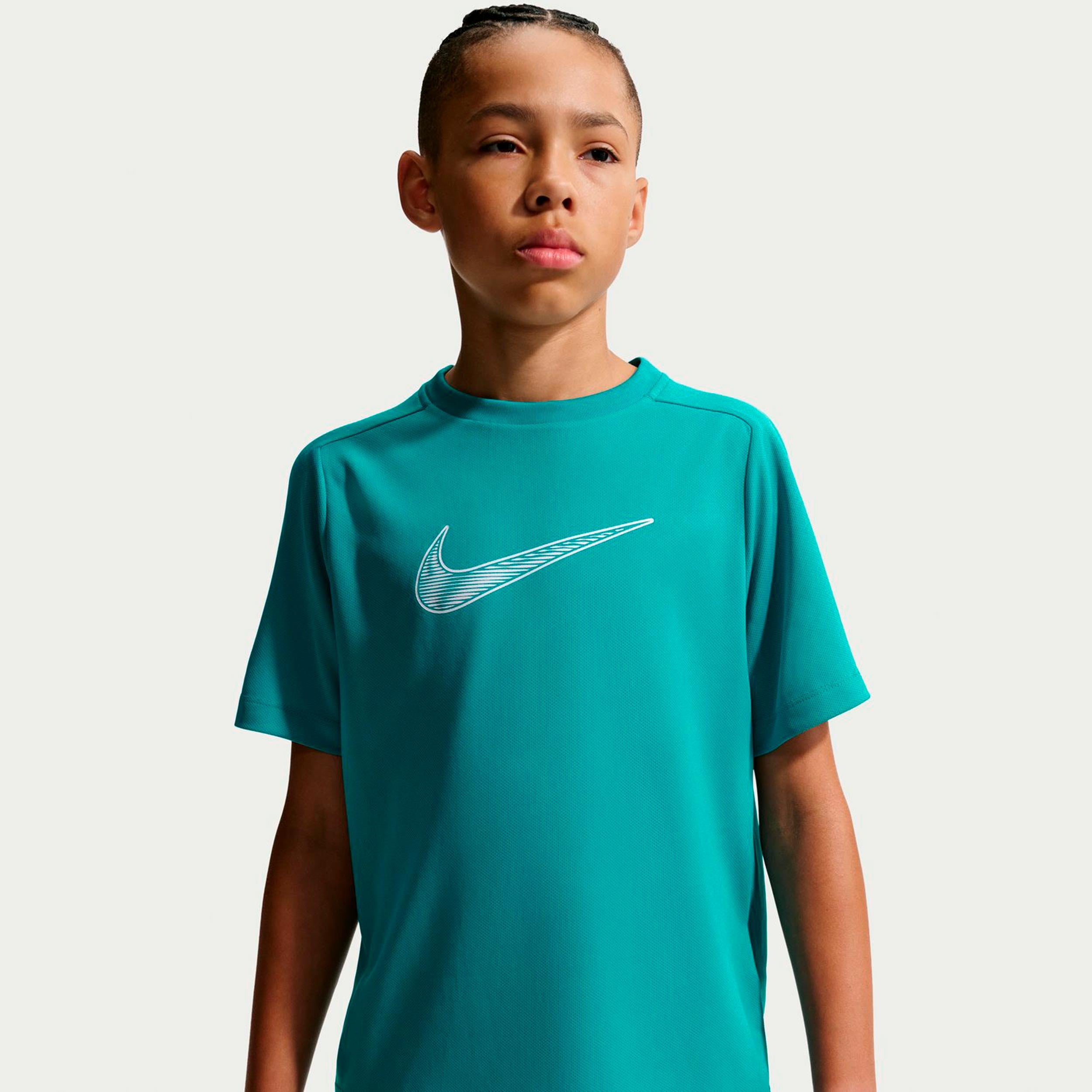 Nike Dri-Fit Multi  T-shirt Børn - petrol, hvid