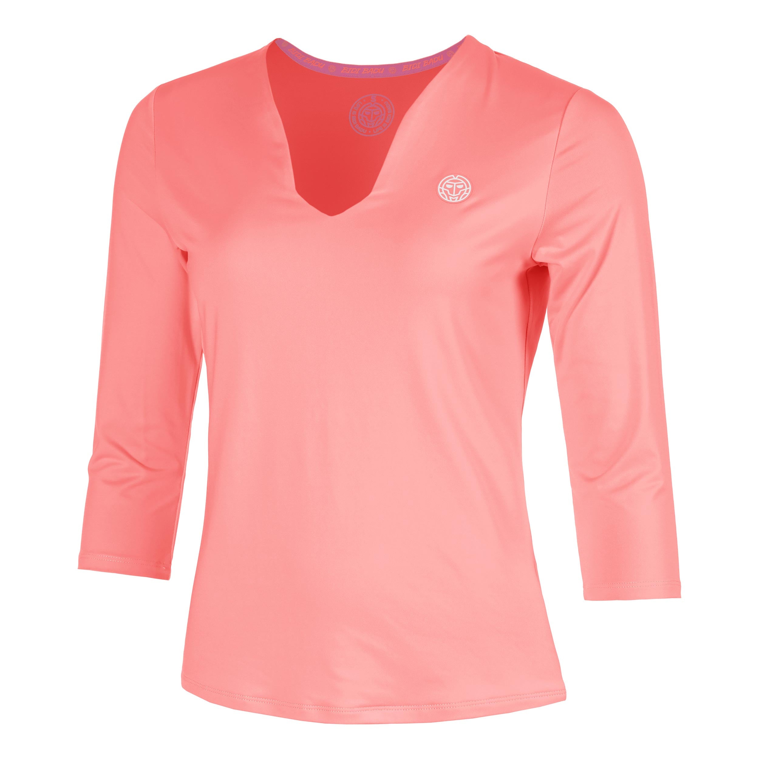 BIDI BADU Out of Control V-Neck Shirt, langærmet Damer-pink, hvid