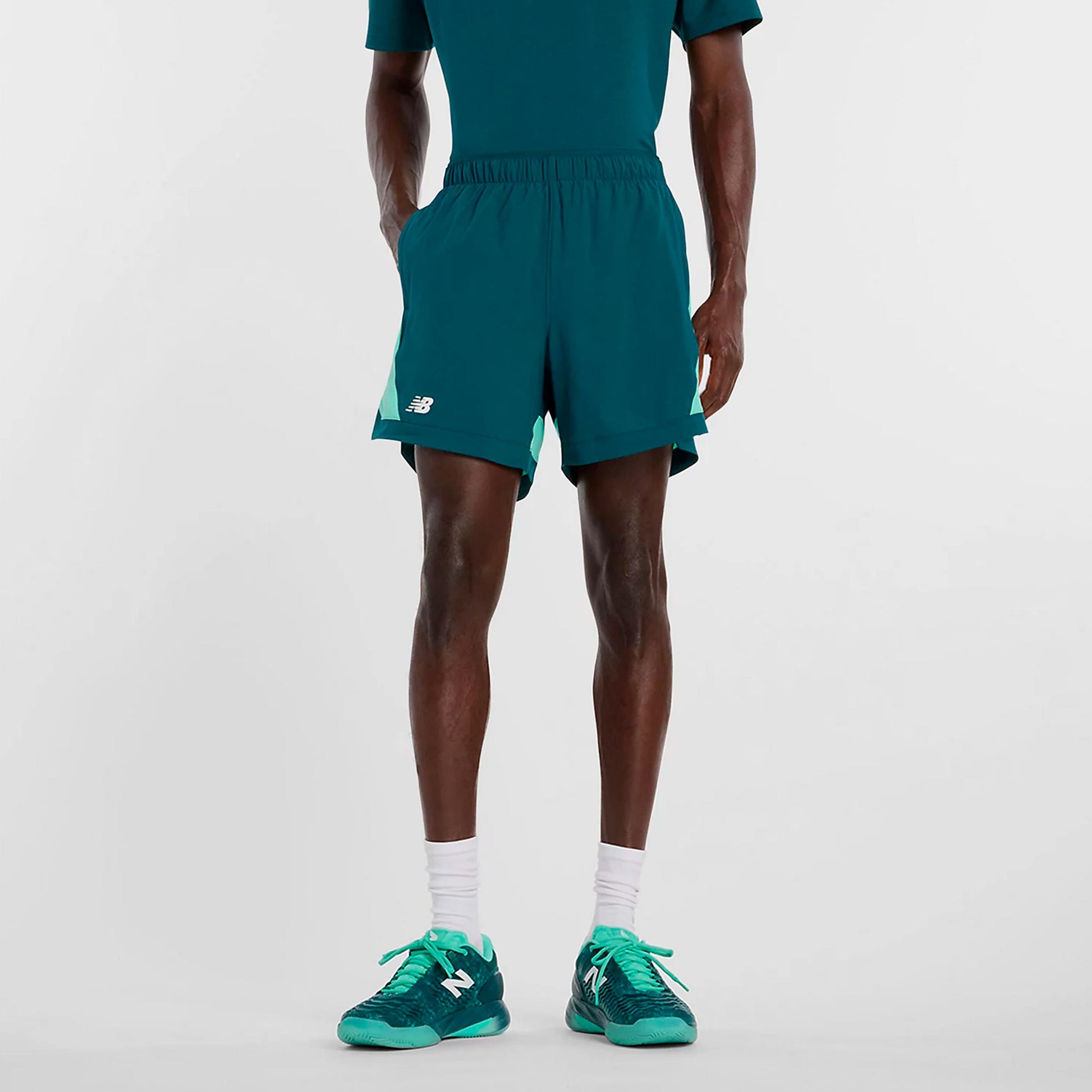 New Balance Tournament Novelty Shorts Herrer-petrol, hvid